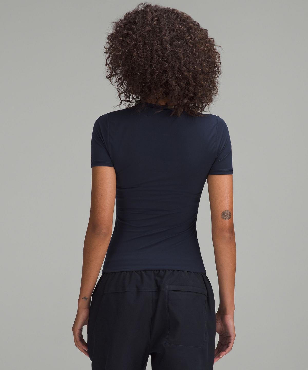 Navy Women Lululemon Wundermost Ultra-Soft Nulu Hip-Length Crew Short-Sleeve Shirts | AU_LuLu64734