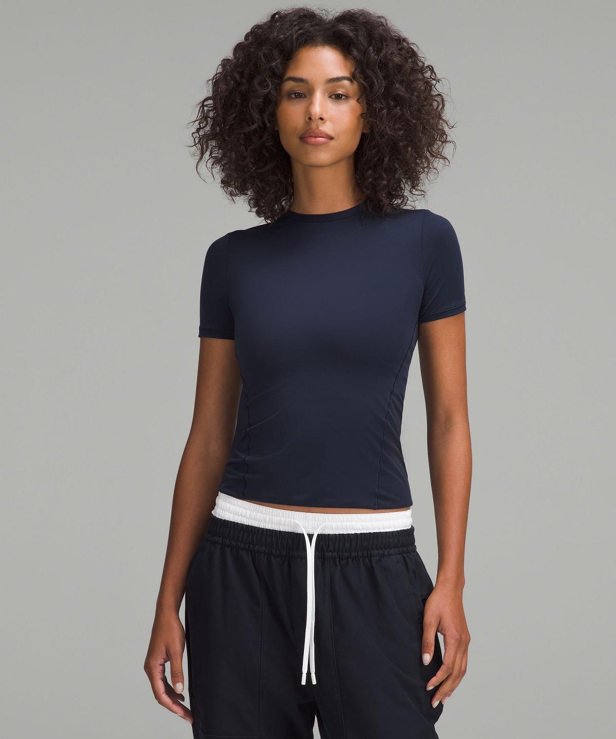 Navy Women Lululemon Wundermost Ultra-Soft Nulu Hip-Length Crew Short-Sleeve Shirts | AU_LuLu64734