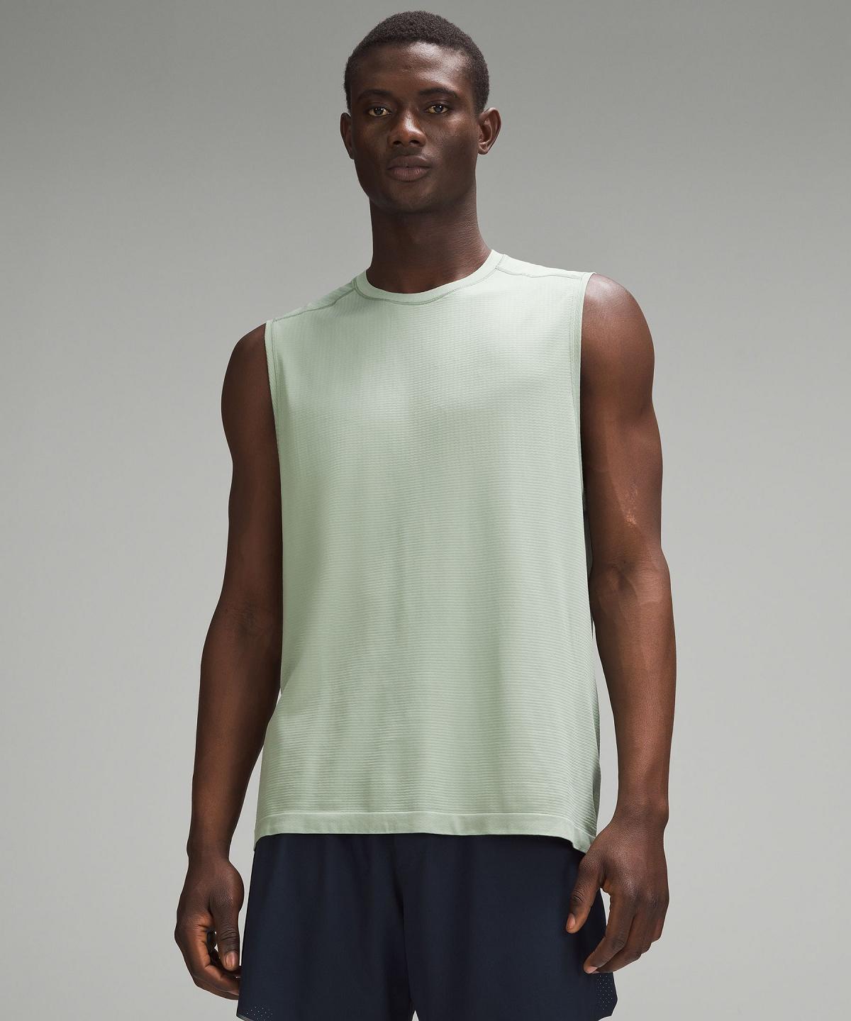 Olive Men Lululemon Metal Vent Tech Sleeveless Shirts | AU_LuLu12007