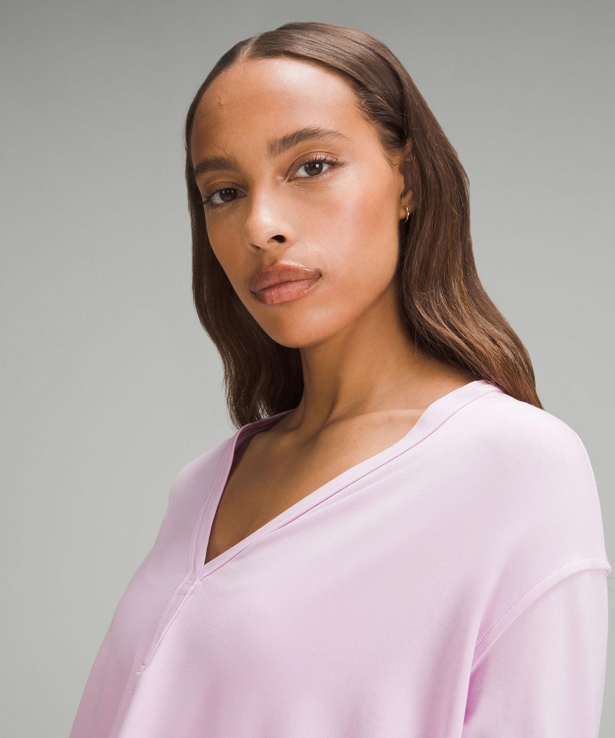 Pink Women Lululemon Back In Action V-Neck Long Sleeve Shirts | AU_LuLu96813