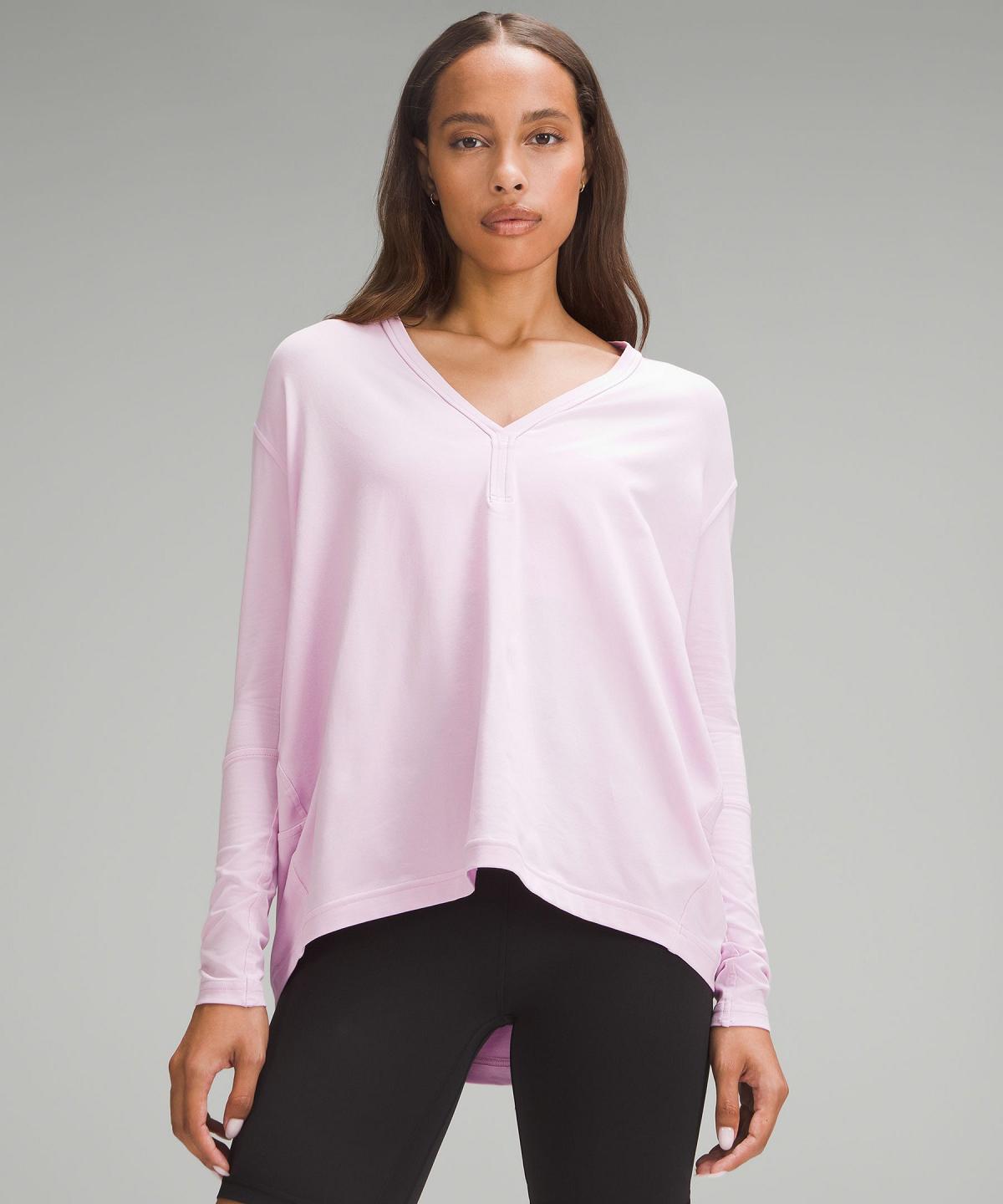 Pink Women Lululemon Back In Action V-Neck Long Sleeve Shirts | AU_LuLu96813