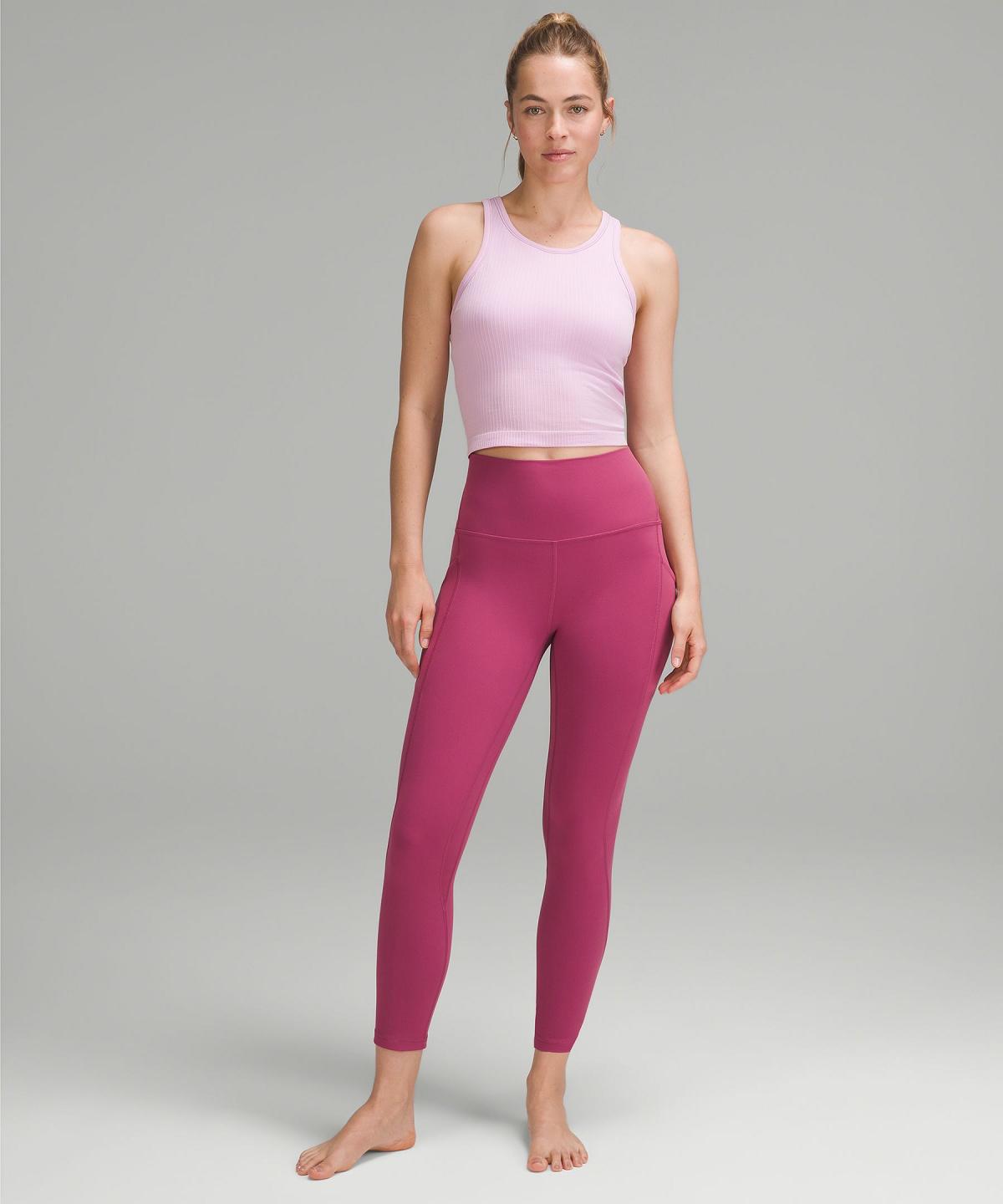 Pink Women Lululemon Ebb to Street Cropped Racerback Tank Top | AU_LuLu16692