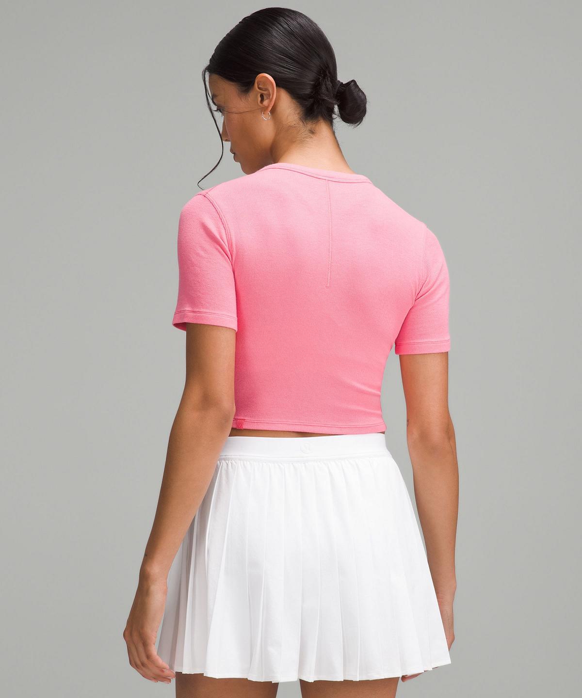 Pink Women Lululemon Hold Tight Straight Hem Cropped T-Shirt Shirts | AU_LuLu22576