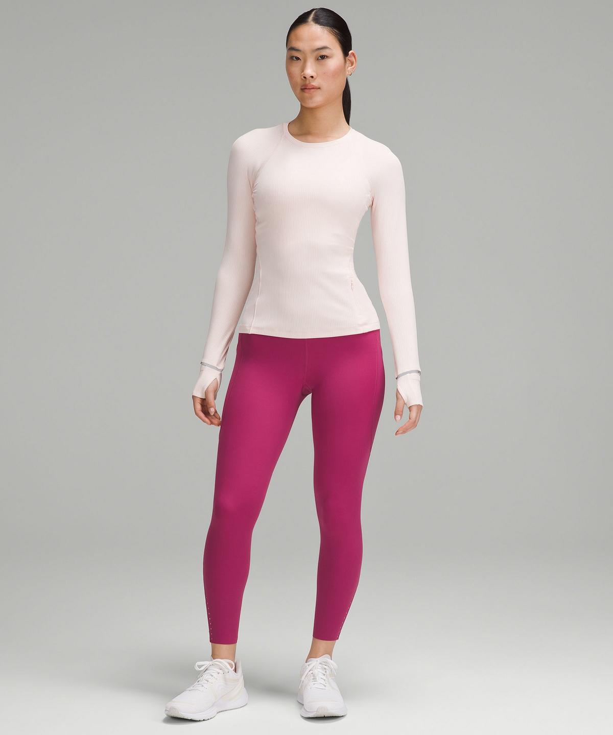 Pink Women Lululemon It's Rulu Ribbed Long Sleeve Shirts | AU_LuLu41433