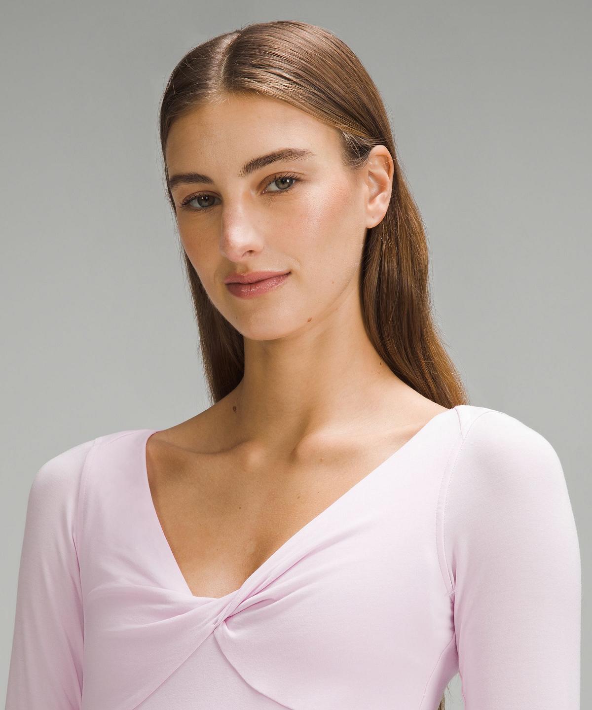 Pink Women Lululemon Modal-Silk Blend V-Neck Long Sleeve Shirts | AU_LuLu76490