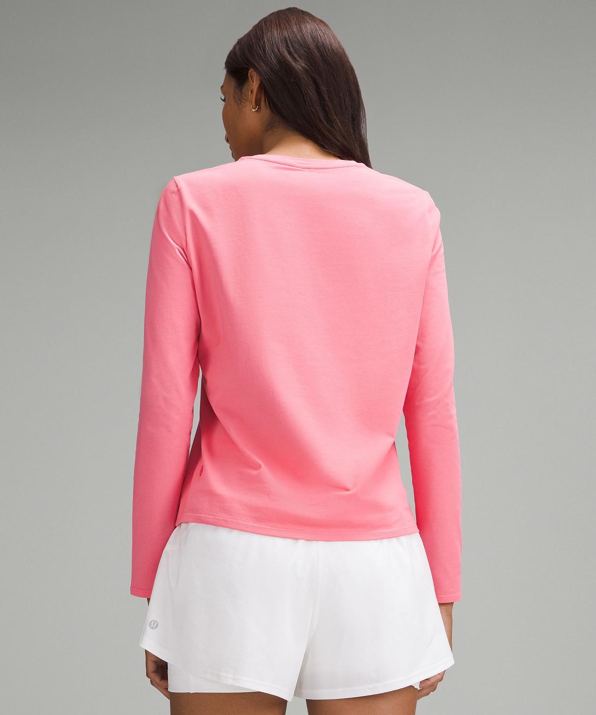 Pink Women Lululemon Organic Cotton Crewneck Long-Sleeve Shirts | AU_LuLu65241