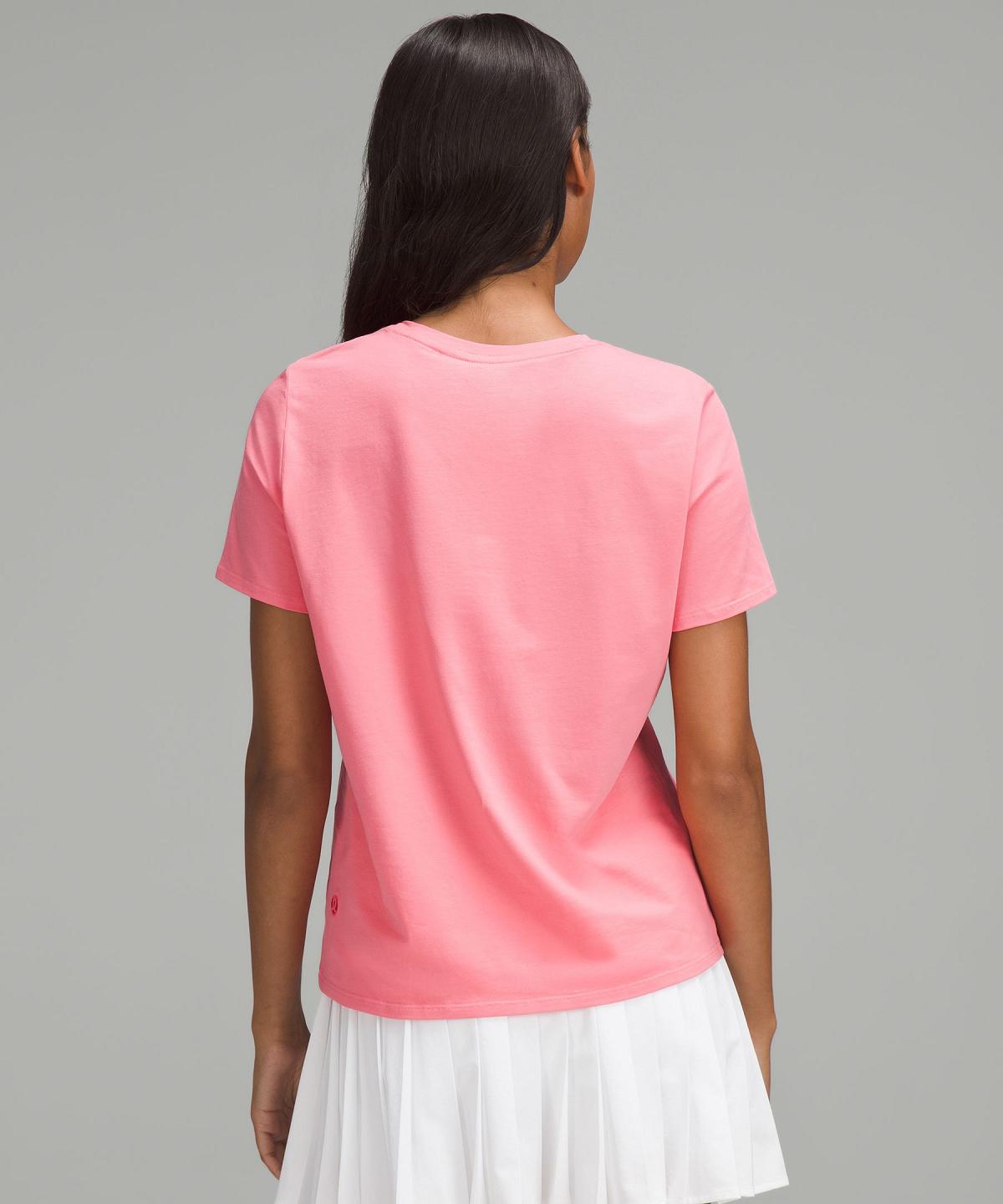 Pink Women Lululemon Organic Cotton Crewneck T-Shirt Shirts | AU_LuLu96042