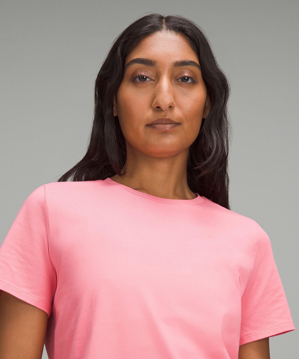 Pink Women Lululemon Organic Cotton Crewneck T-Shirt Shirts | AU_LuLu96042