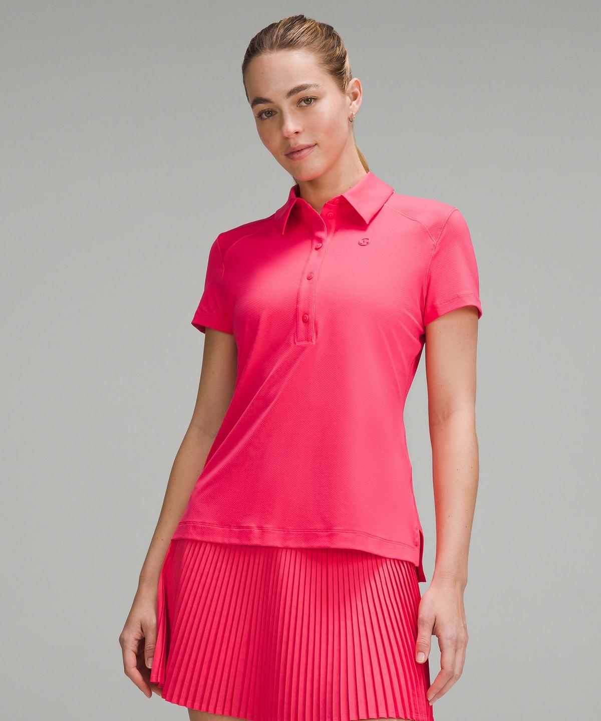 Pink Women Lululemon Quick-Dry Short-Sleeve Polo Shirts | AU_LuLu98460