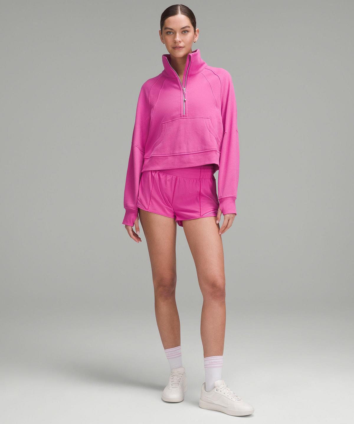 Pink Women Lululemon Scuba Oversized Funnel-Neck Half Zip Hoodies & Sweatshirts | AU_LuLu84460