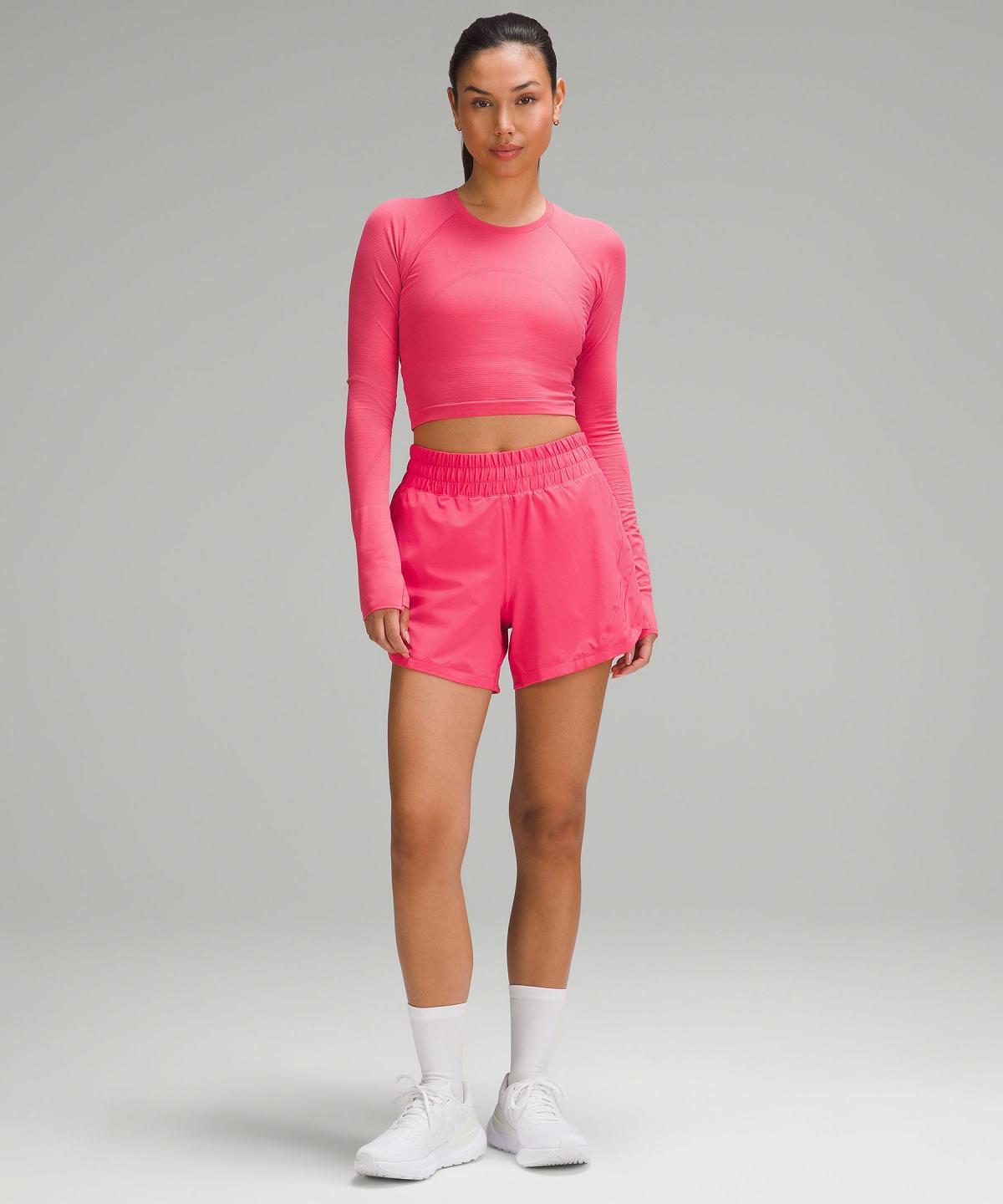 Pink Women Lululemon Swiftly Tech Cropped 2.0 Long Sleeve Shirts | AU_LuLu39540