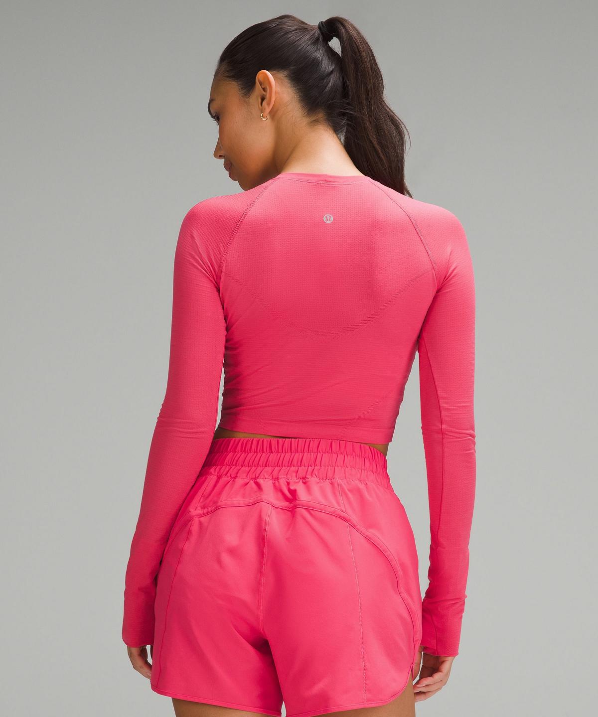 Pink Women Lululemon Swiftly Tech Cropped 2.0 Long Sleeve Shirts | AU_LuLu39540