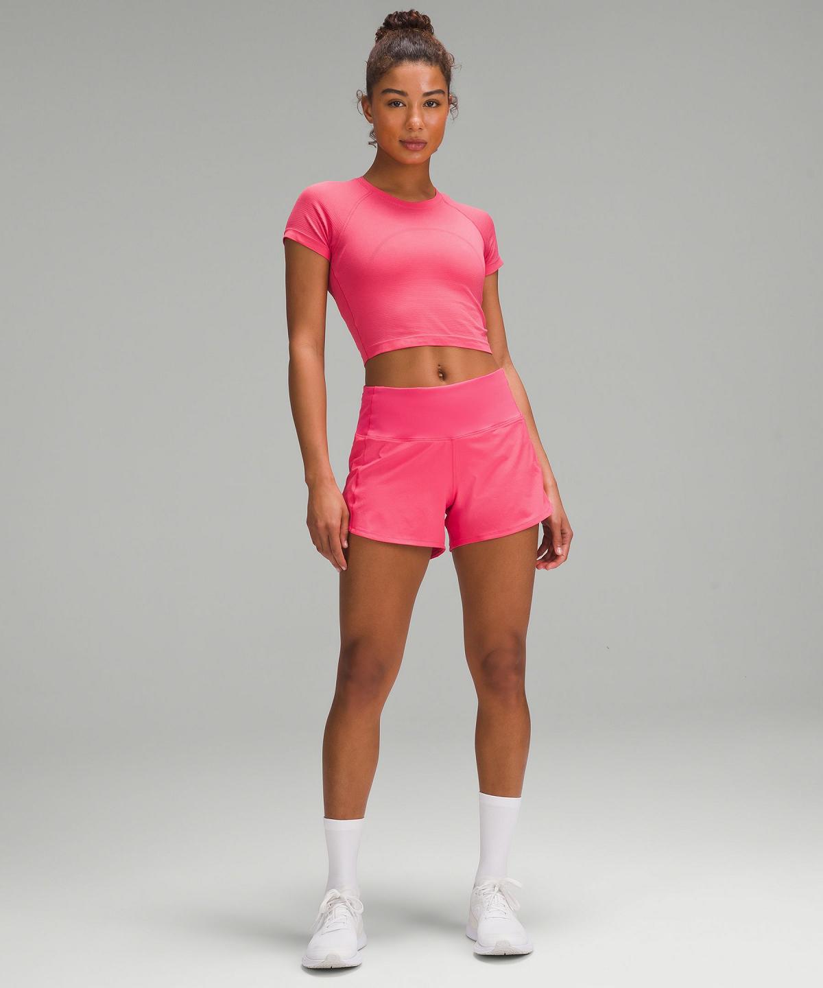 Pink Women Lululemon Swiftly Tech Cropped Short-Sleeve 2.0 Shirts | AU_LuLu52560