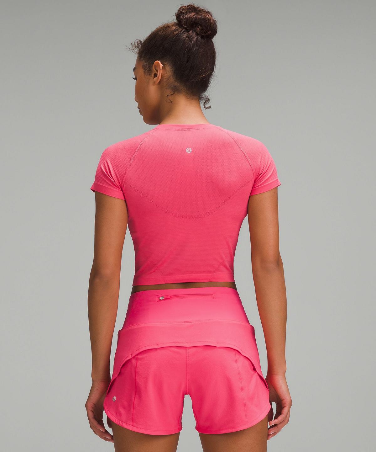 Pink Women Lululemon Swiftly Tech Cropped Short-Sleeve 2.0 Shirts | AU_LuLu52560