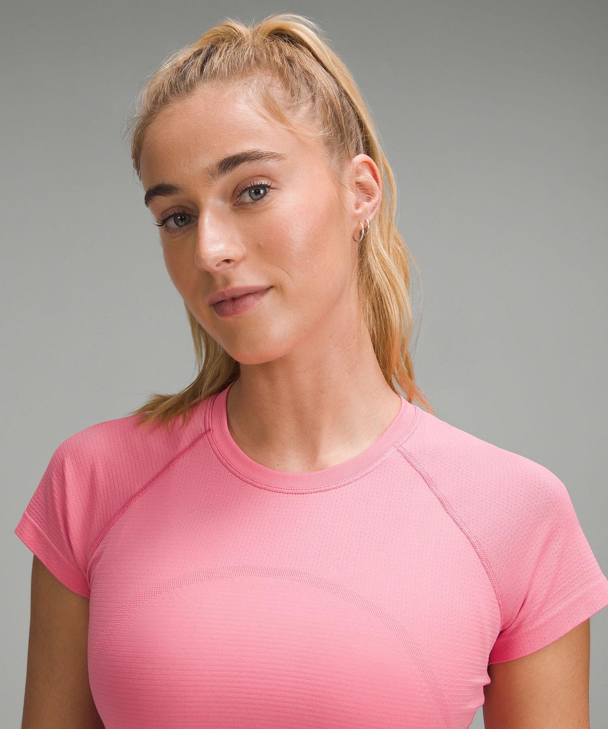 Pink Women Lululemon Swiftly Tech Cropped Short-Sleeve 2.0 Shirts | AU_LuLu78433