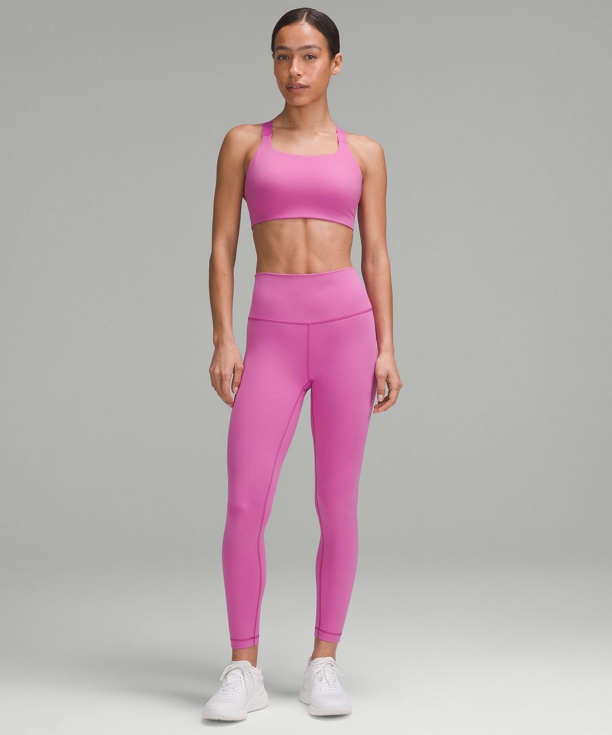 Pink Women Lululemon Ultralu Square-Neck Workout Sports Bra | AU_LuLu78238