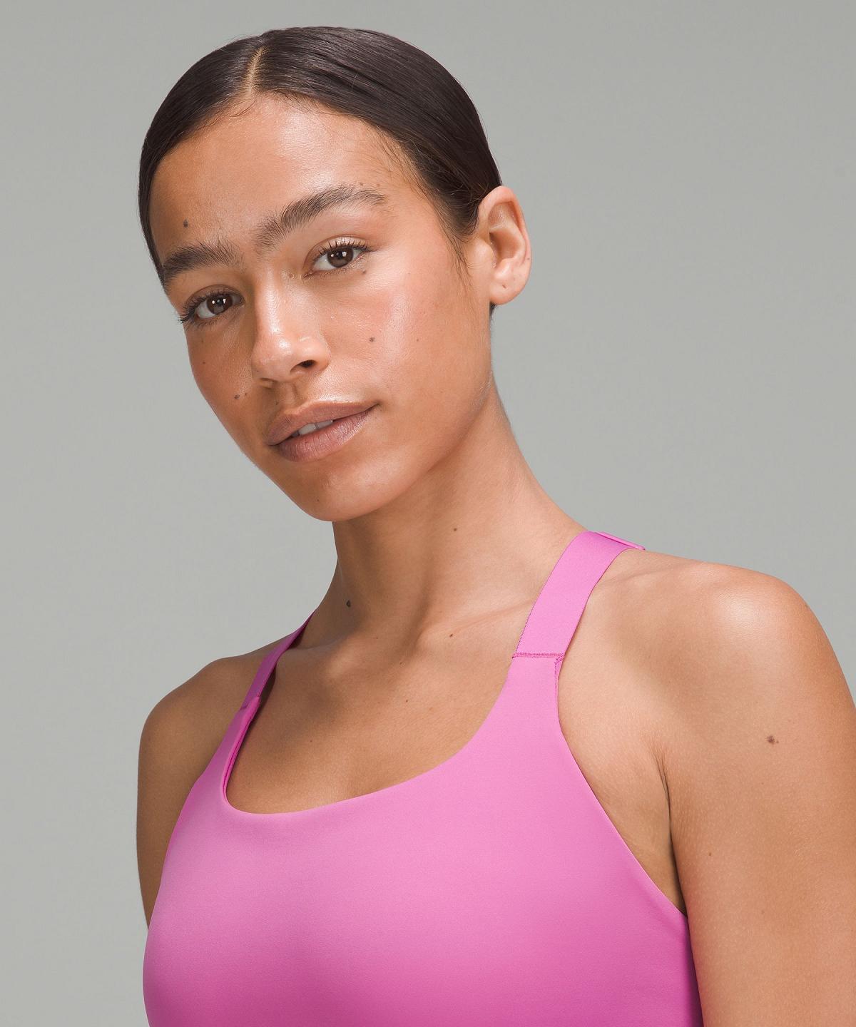 Pink Women Lululemon Ultralu Square-Neck Workout Sports Bra | AU_LuLu78238