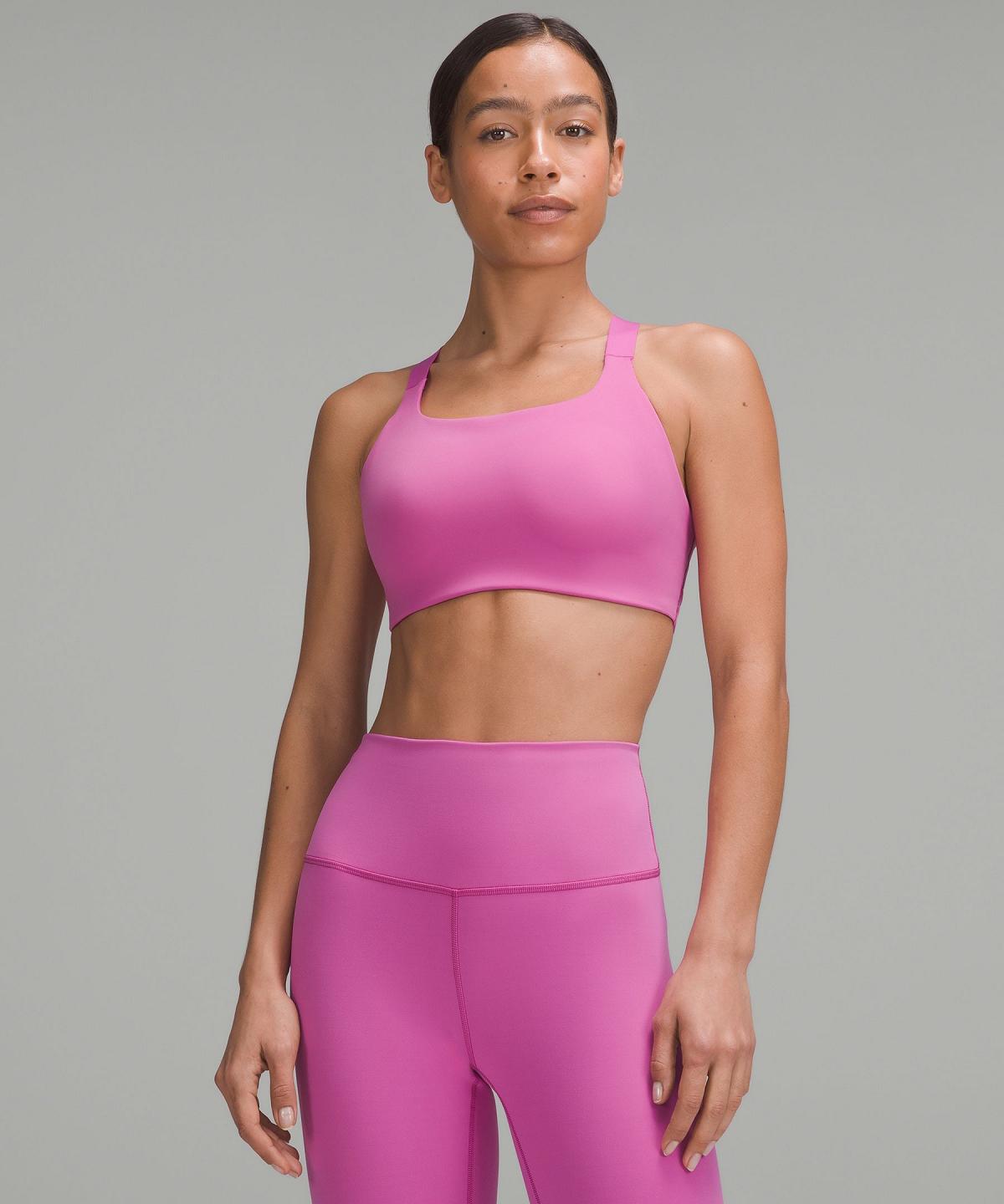 Pink Women Lululemon Ultralu Square-Neck Workout Sports Bra | AU_LuLu78238