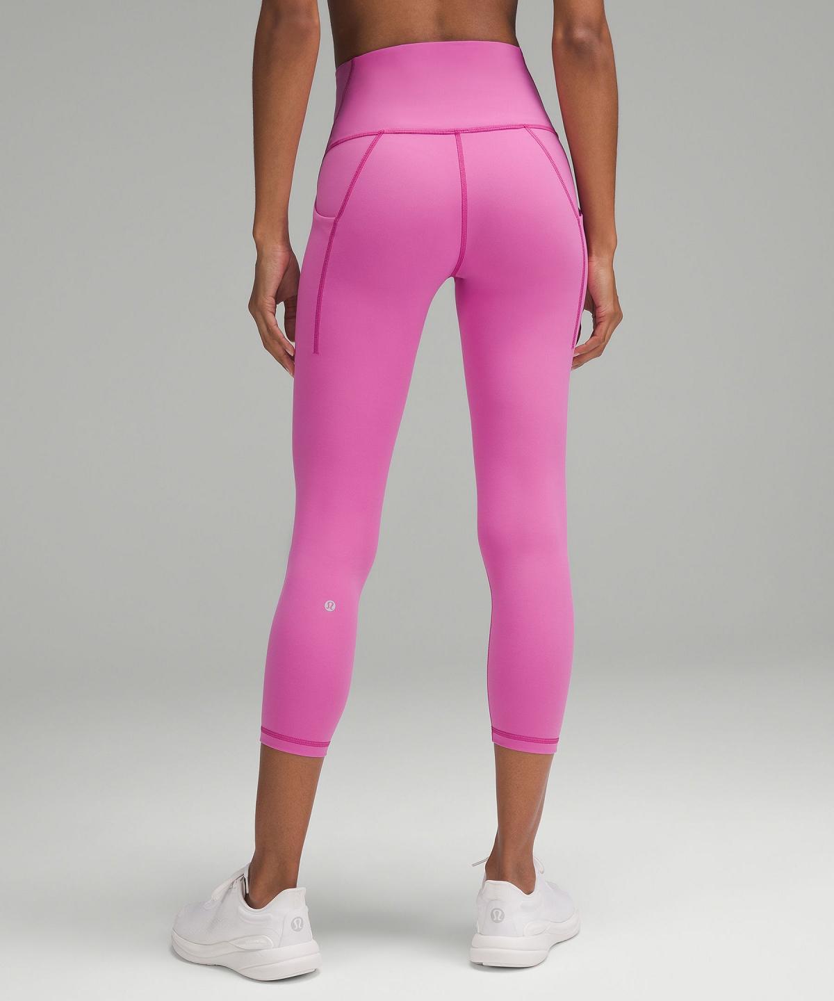 Pink Women Lululemon Wunder Train High-Rise Crop with Pockets 23" Leggings | AU_LuLu37801