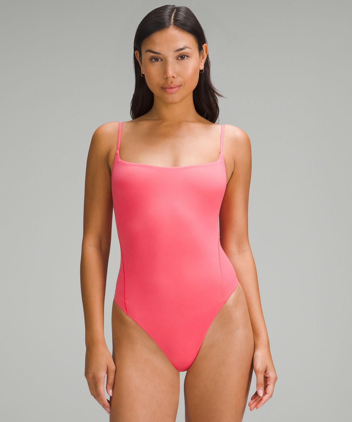 Pink Women Lululemon Wundermost Ultra-Soft Nulu Square-Neck Spaghetti-Strap Bodysuit | AU_LuLu60275