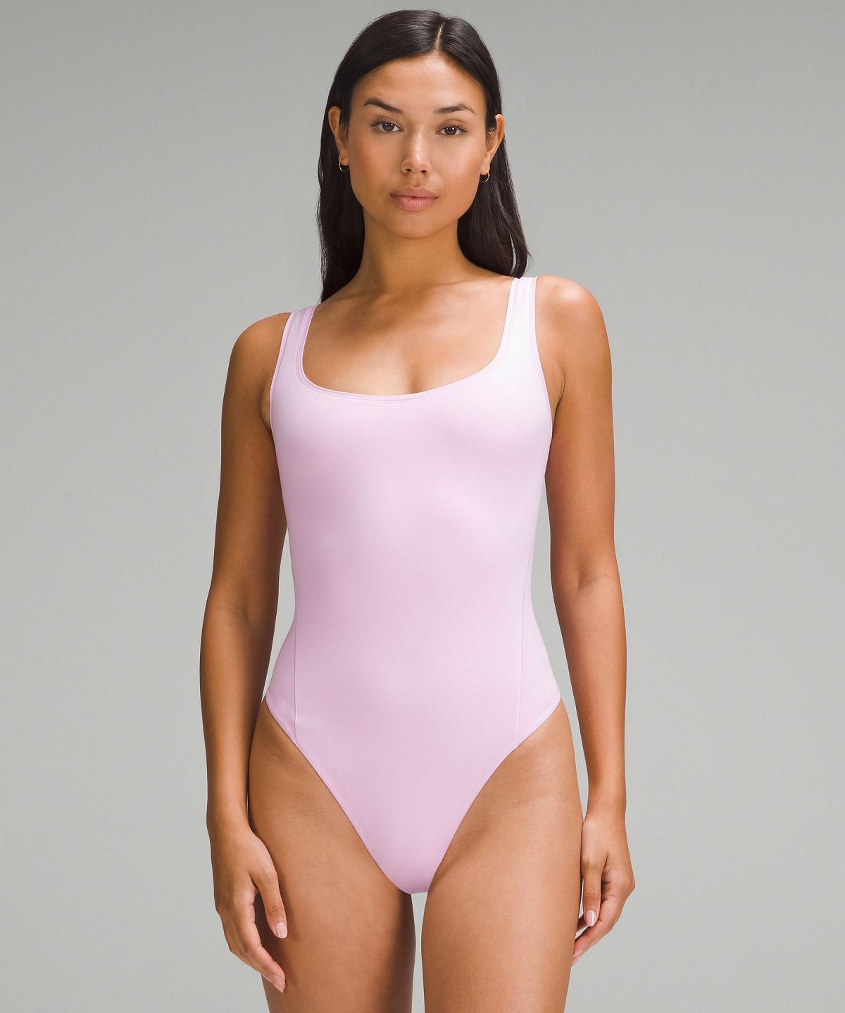 Pink Women Lululemon Wundermost Ultra-Soft Nulu Square-Neck Sleeveless Bodysuit | AU_LuLu11002