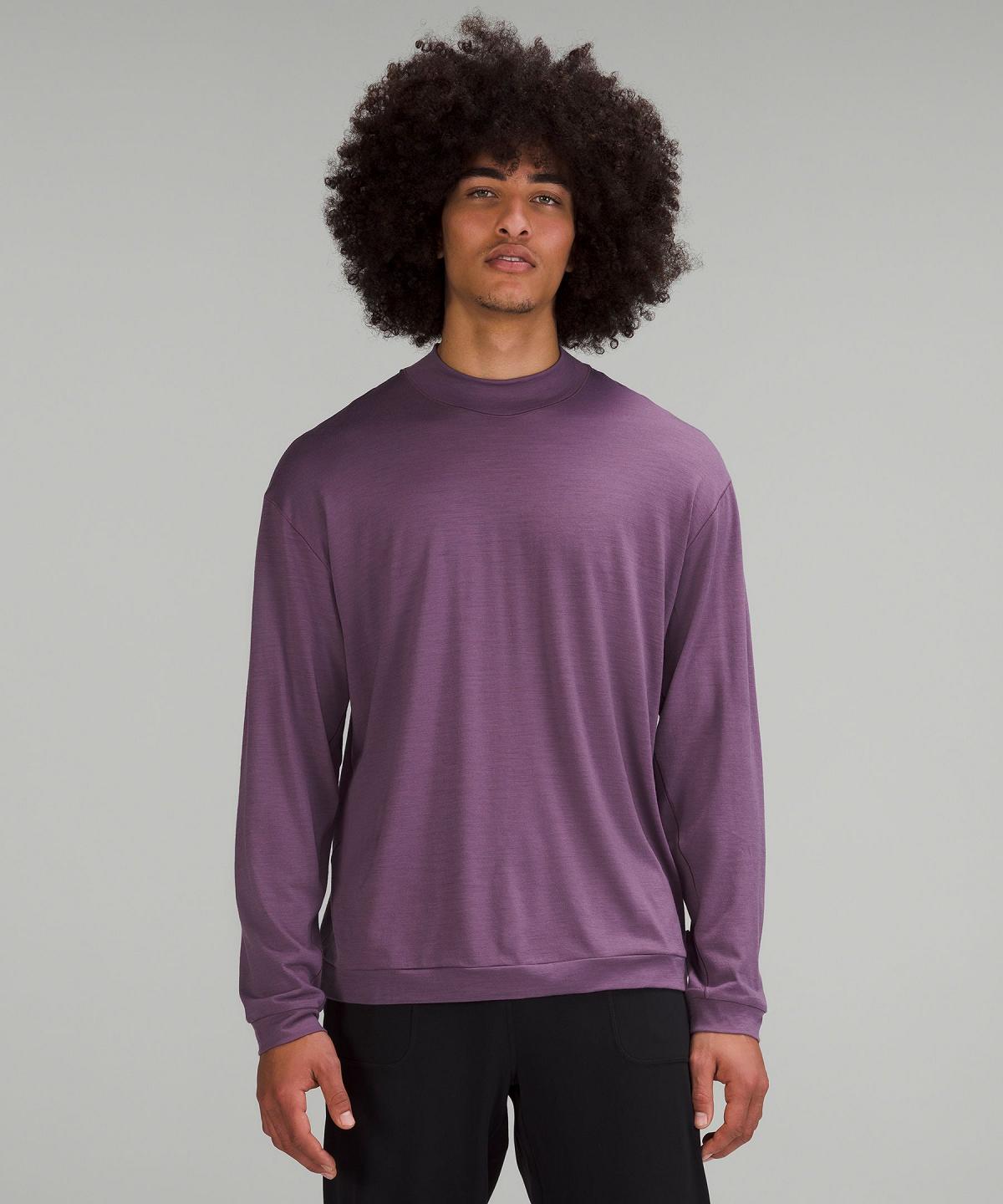 Purple Men Lululemon Merino Wool-Blend Long Sleeve Shirts | AU_LuLu22950