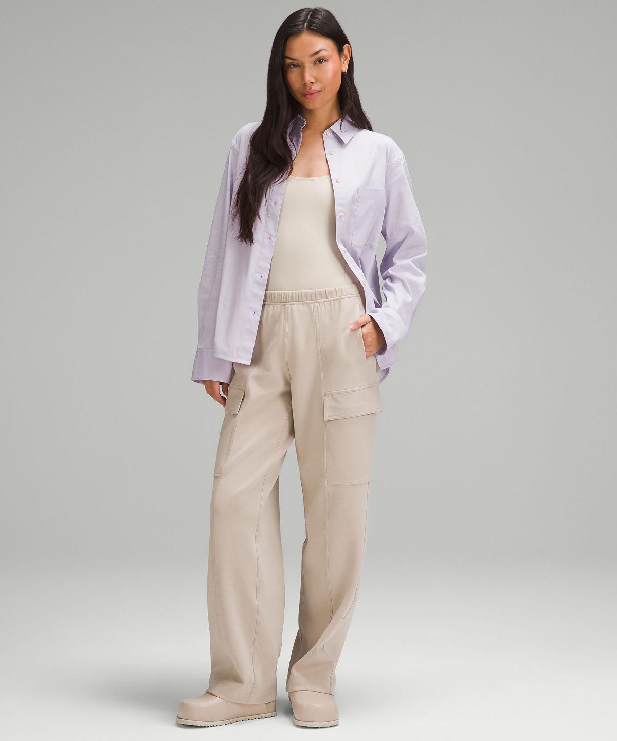 Purple Women Lululemon Relaxed-Fit Cotton-Blend Poplin Button-Down Long Sleeve Shirts | AU_LuLu83751