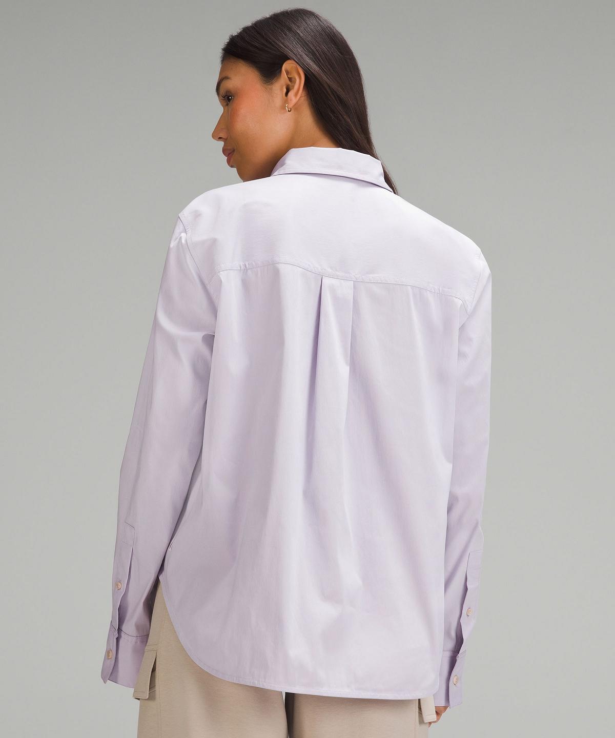 Purple Women Lululemon Relaxed-Fit Cotton-Blend Poplin Button-Down Shirts | AU_LuLu87344