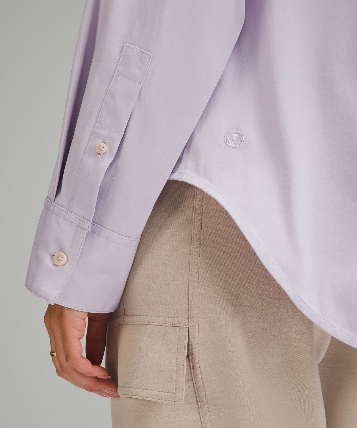 Purple Women Lululemon Relaxed-Fit Cotton-Blend Poplin Button-Down Shirts | AU_LuLu87344