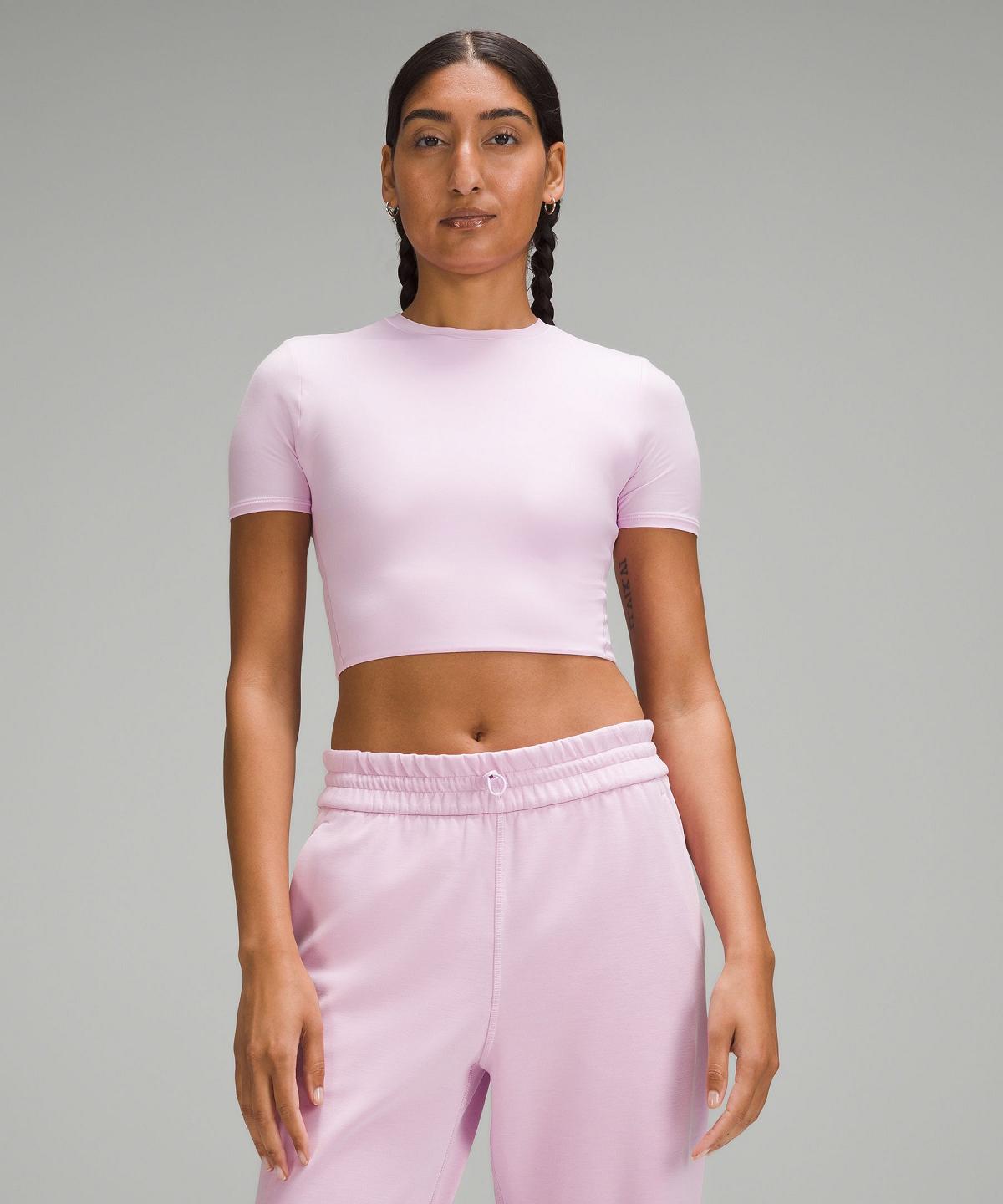 Purple Women Lululemon Wundermost Ultra-Soft Nulu Crewneck Cropped T Shirts | AU_LuLu36598