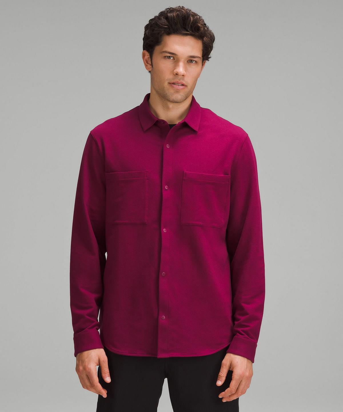 Red Men Lululemon Soft Knit Overshirt Button Down Shirts | AU_LuLu52077