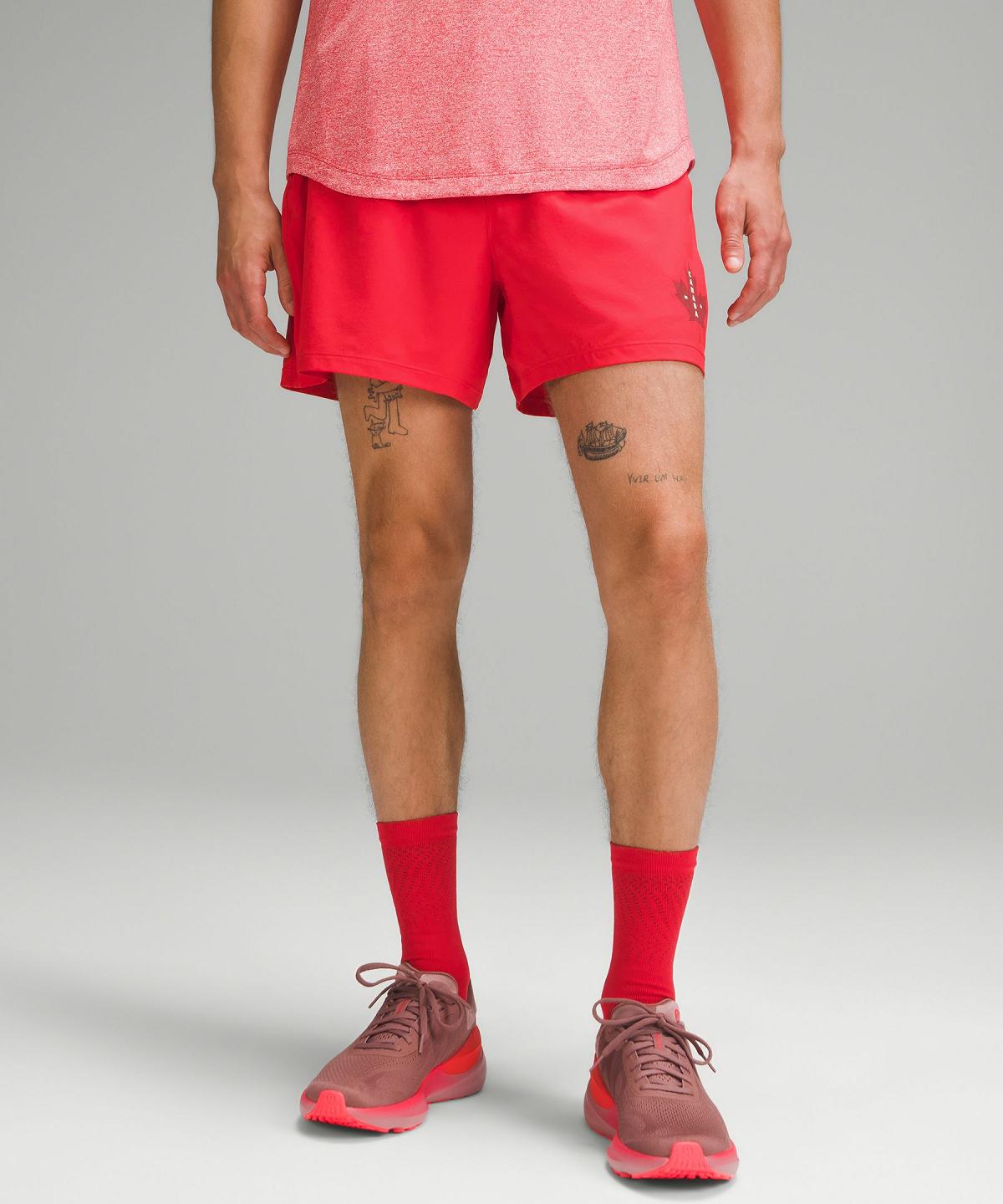 Red Men Lululemon Team Canada Pace Breaker Lined 5" Shorts | AU_LuLu22193