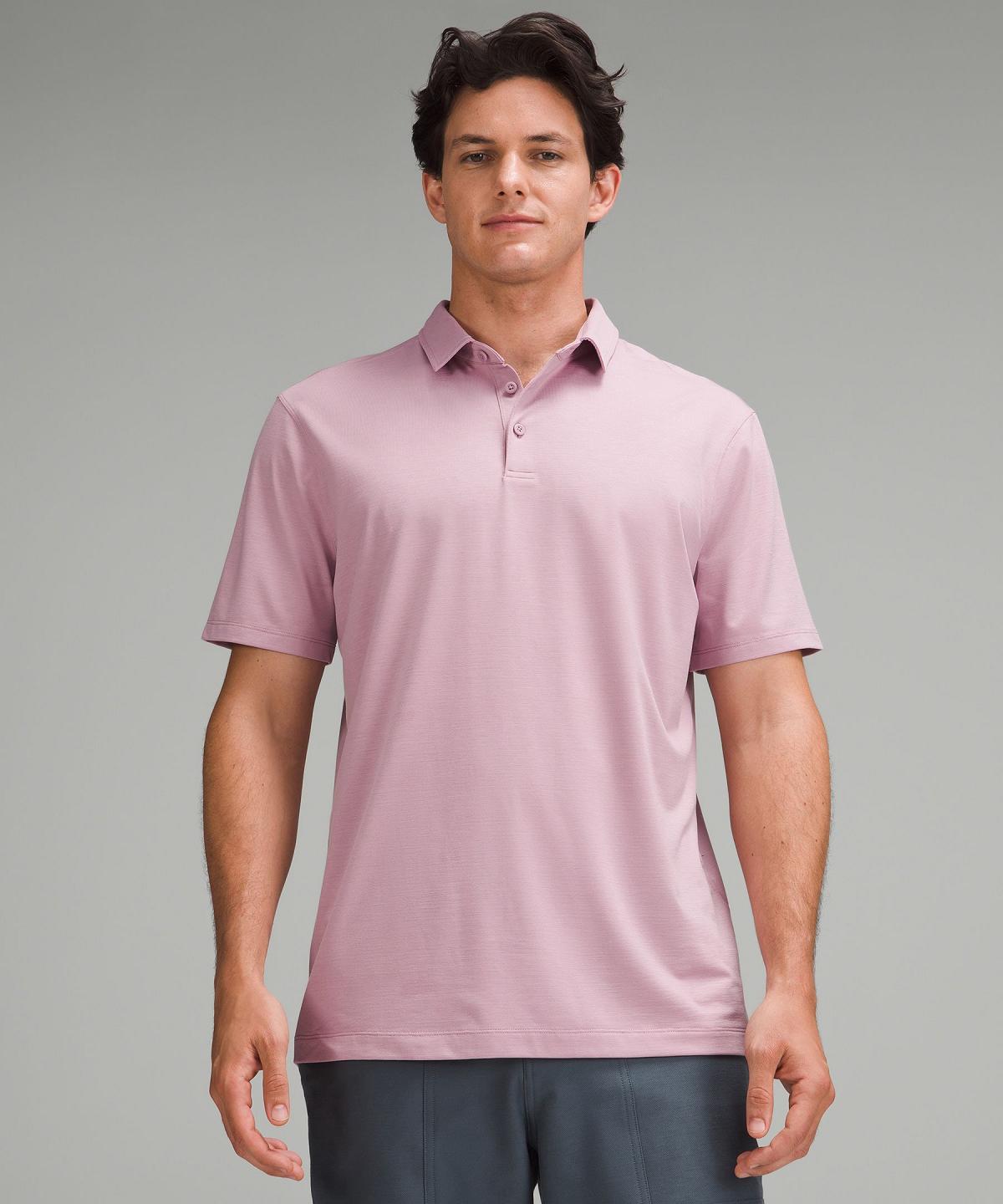 Rose Pink Men Lululemon Evolution Short-Sleeve Polo Shirts | AU_LuLu91871