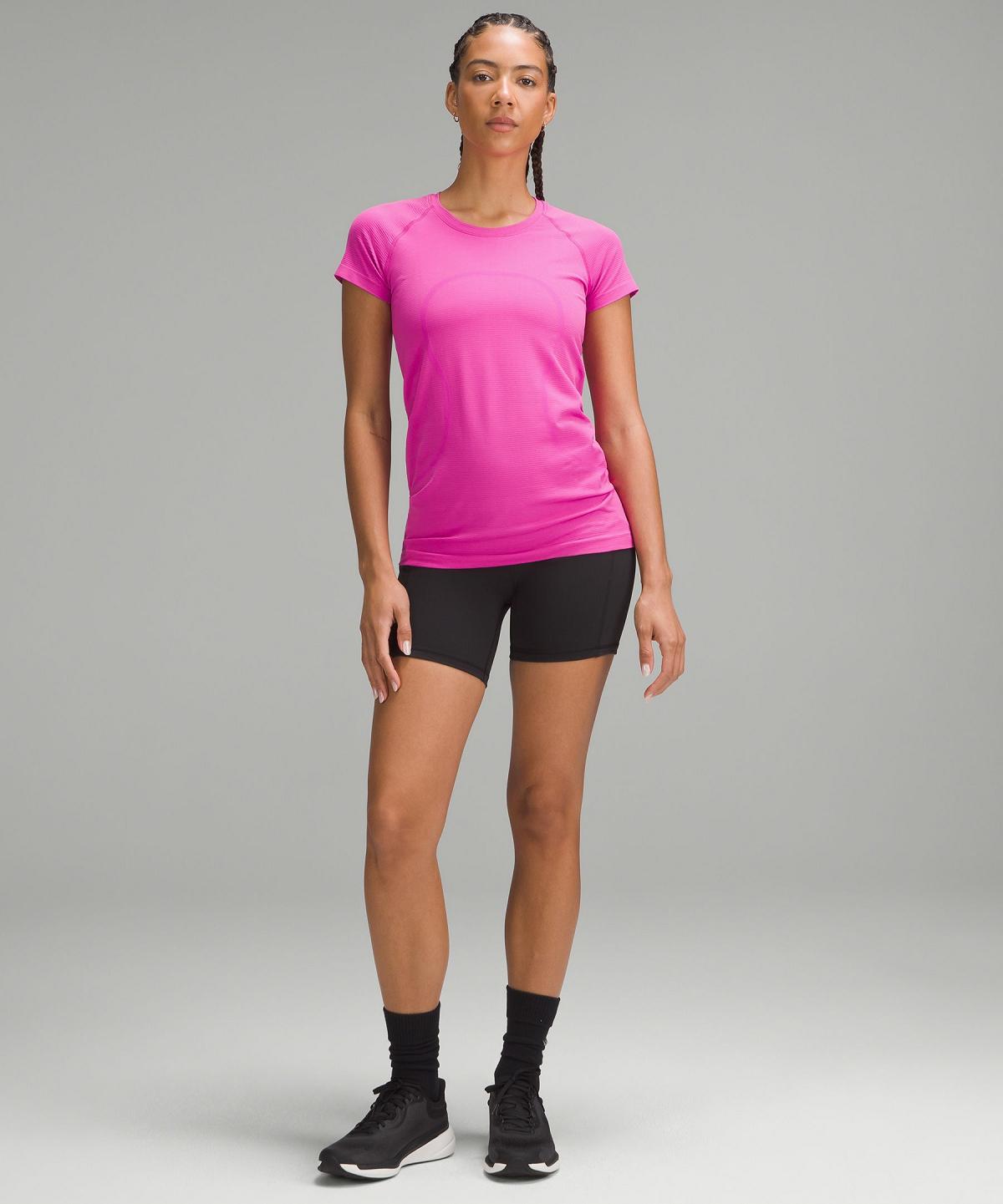 Stripes Pink Women Lululemon Swiftly Tech Short-Sleeve 2.0 T Shirts | AU_LuLu40726