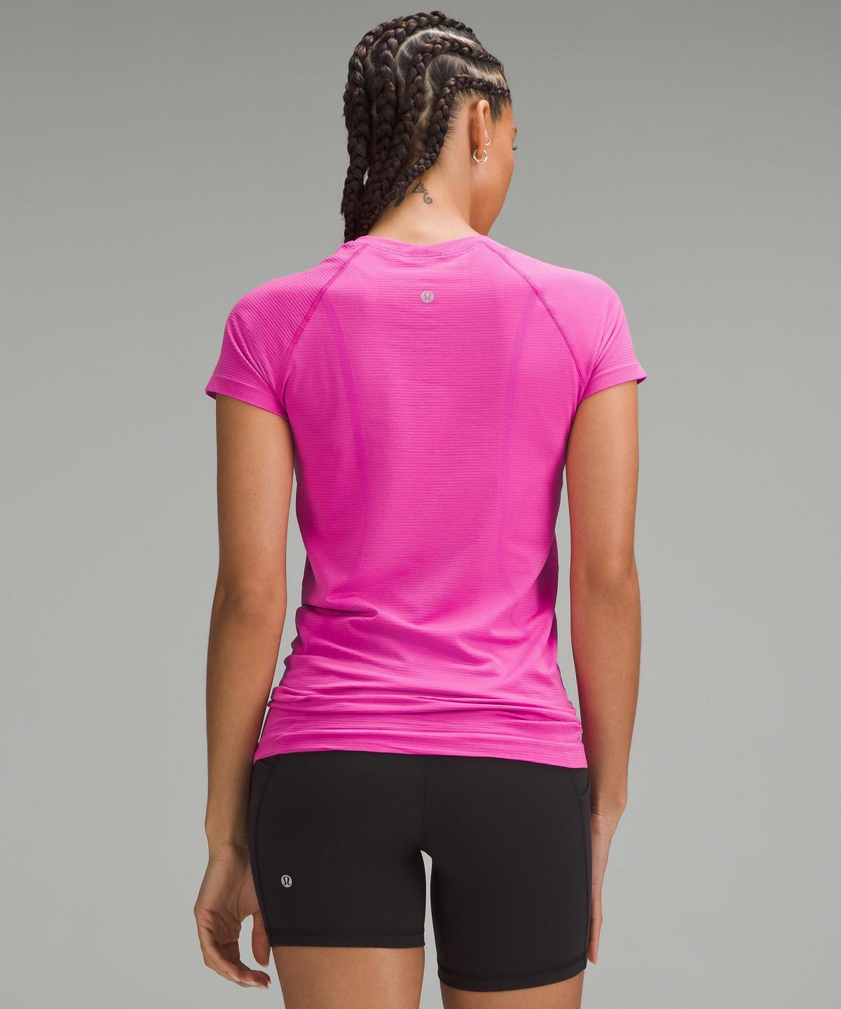 Stripes Pink Women Lululemon Swiftly Tech Short-Sleeve 2.0 T Shirts | AU_LuLu40726