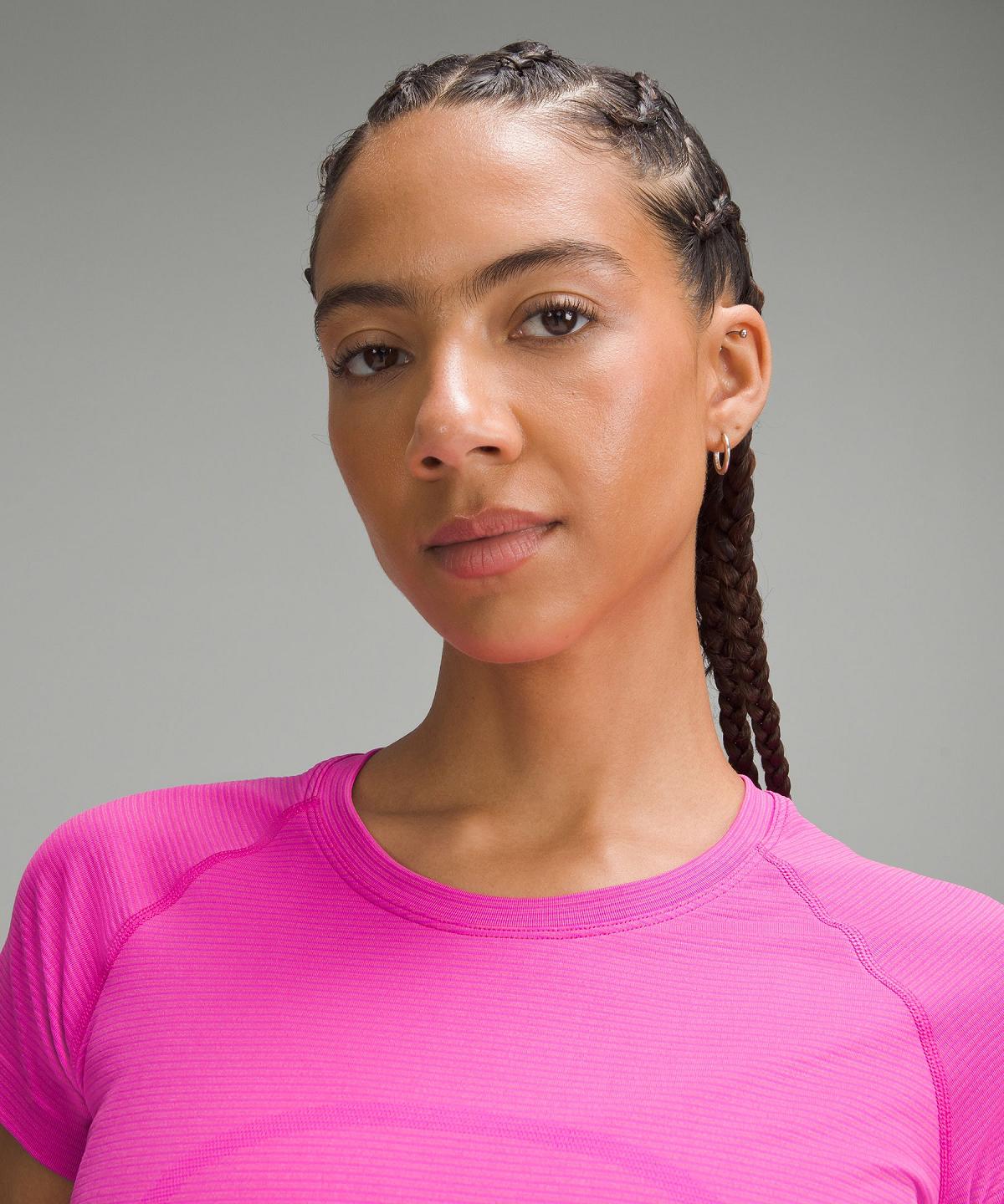 Stripes Pink Women Lululemon Swiftly Tech Short-Sleeve 2.0 T Shirts | AU_LuLu40726