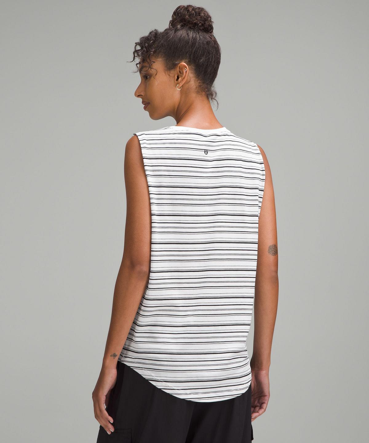 Stripes White Black Women Lululemon Brunswick Muscle Tank Top | AU_LuLu48318