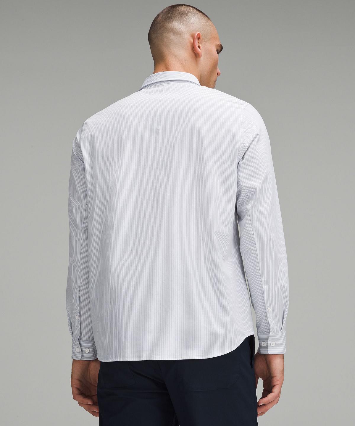 Stripes White Blue Beige Men Lululemon New Venture Classic-Fit Long-Sleeve Button Down Shirts | AU_LuLu81533