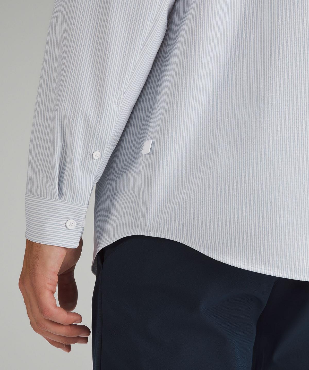 Stripes White Blue Beige Men Lululemon New Venture Classic-Fit Long-Sleeve Button Down Shirts | AU_LuLu81533