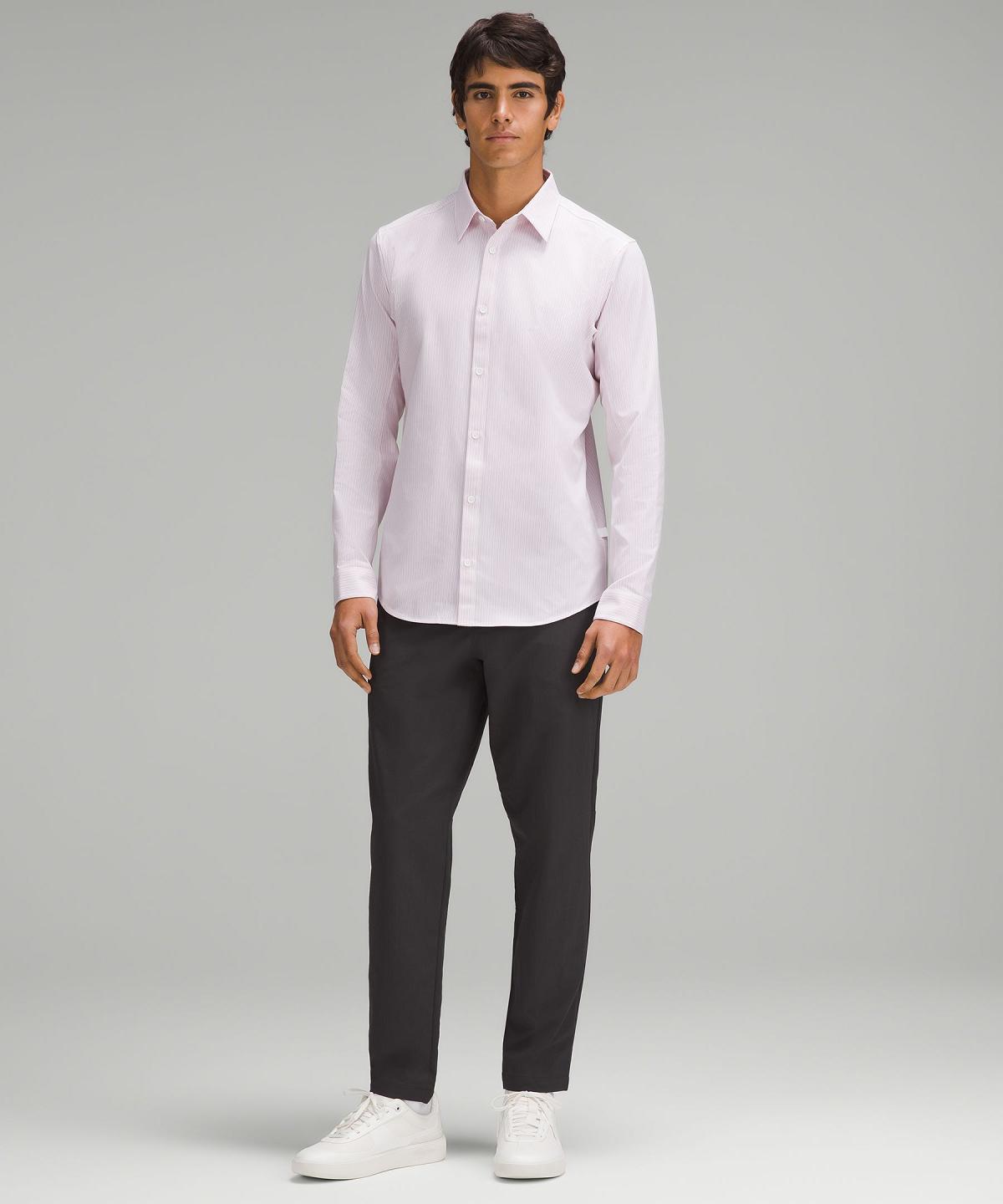 Stripes White Pink Men Lululemon New Venture Slim-Fit Long-Sleeve Button Down Shirts | AU_LuLu45401