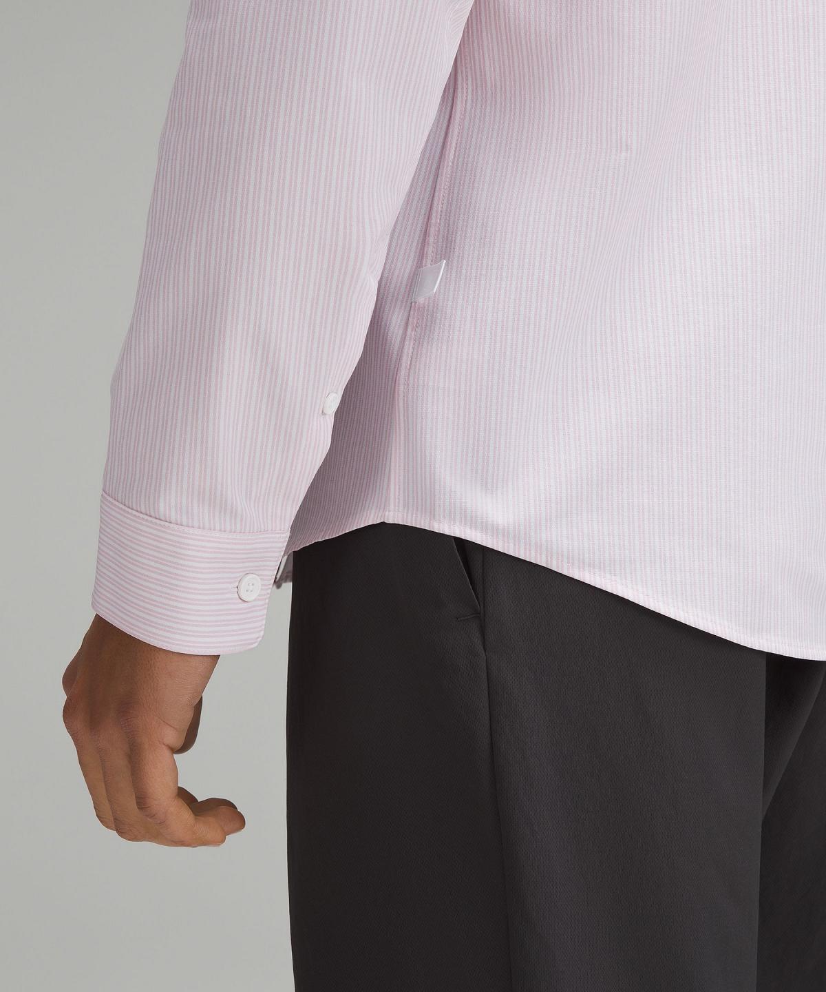 Stripes White Pink Men Lululemon New Venture Slim-Fit Long-Sleeve Button Down Shirts | AU_LuLu45401