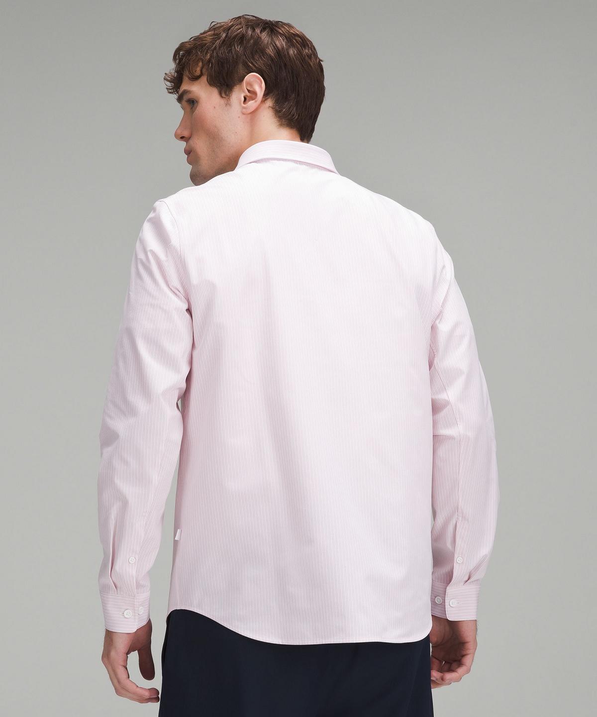 Stripes White Pink Men Lululemon New Venture Classic-Fit Long-Sleeve Button Down Shirts | AU_LuLu71424