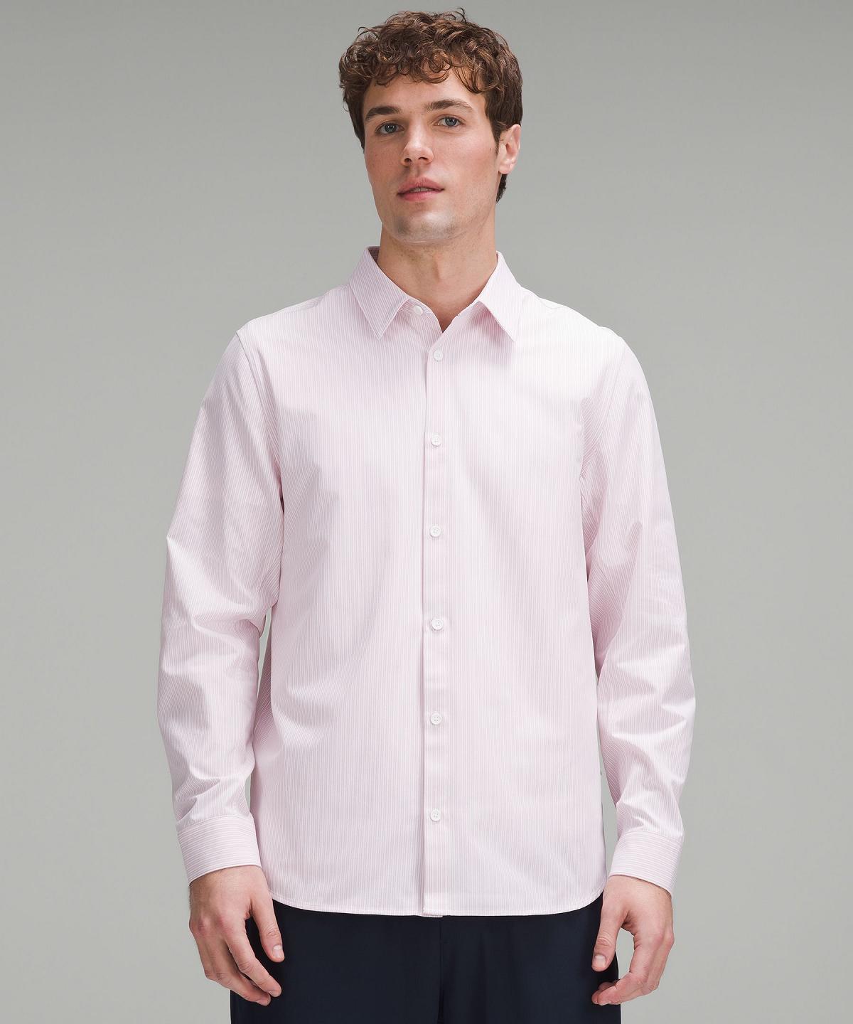 Stripes White Pink Men Lululemon New Venture Classic-Fit Long-Sleeve Button Down Shirts | AU_LuLu71424