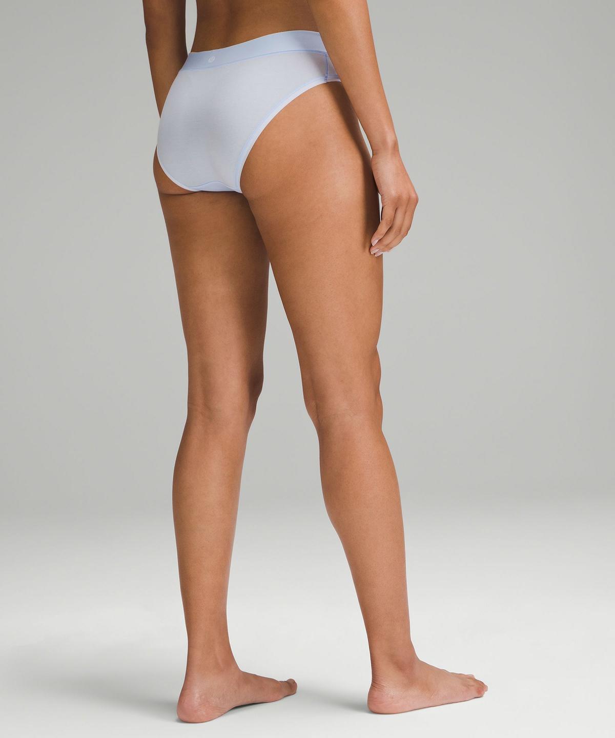 Stripes White / Black Women Lululemon UnderEase Mid-Rise Bikini Underwear | AU_LuLu95764