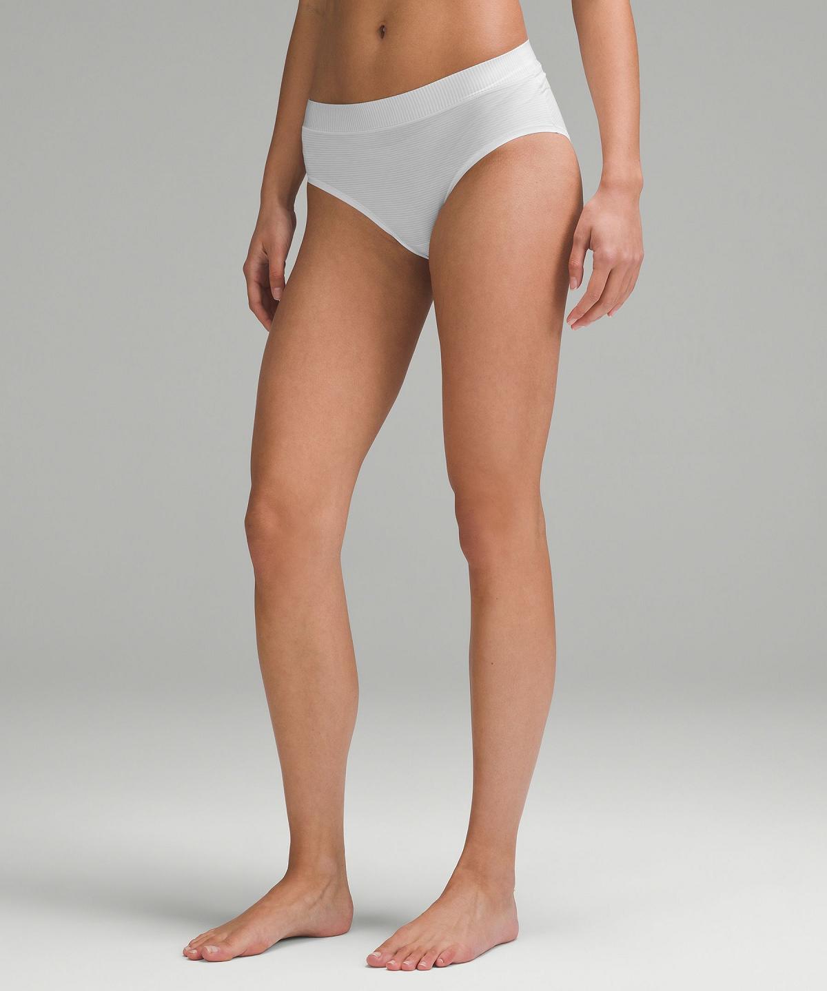 Stripes White / Black Women Lululemon UnderEase High-Rise Bikini Underwear | AU_LuLu62748