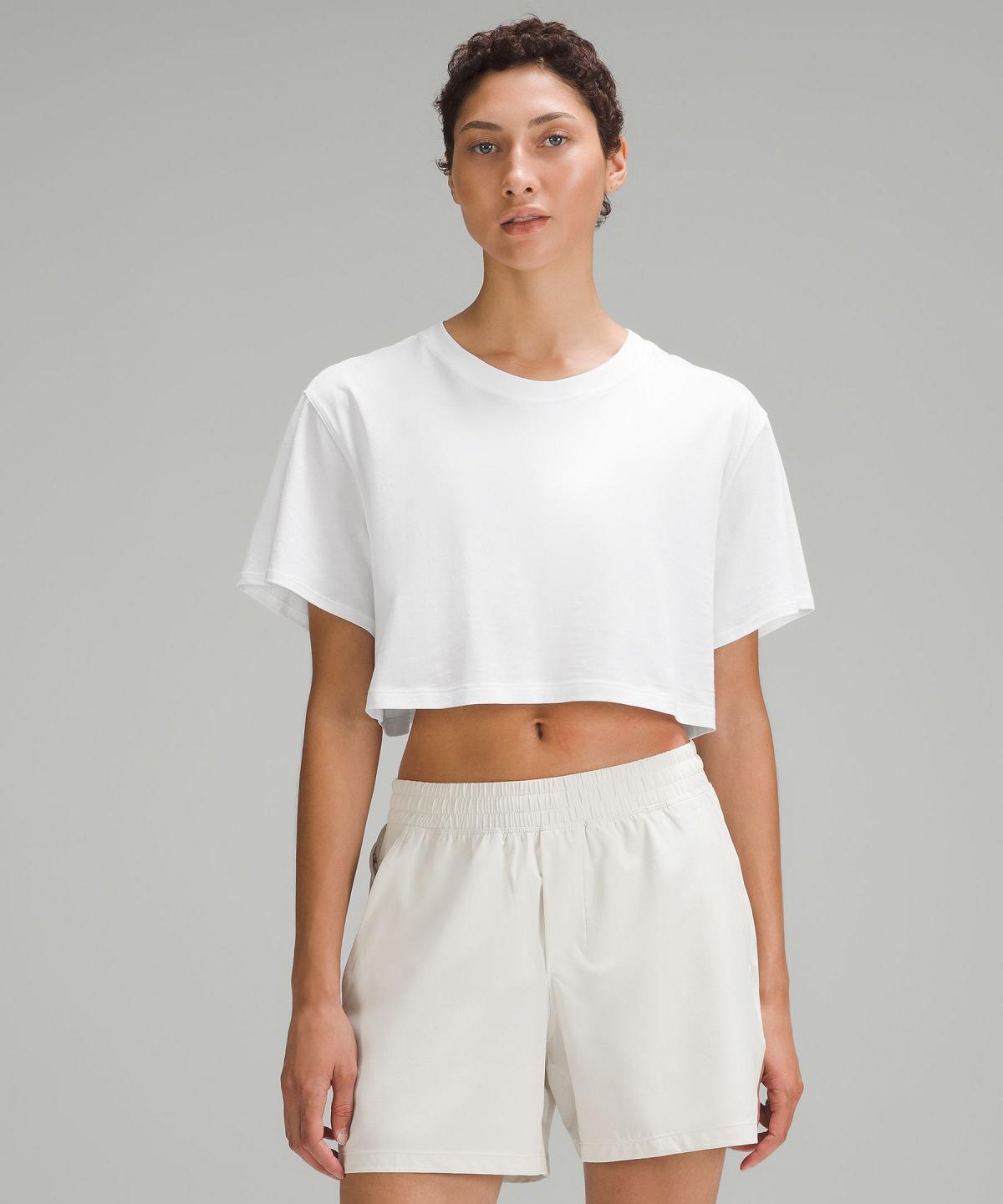 White Women Lululemon All Yours Cropped T-Shirt Shirts | AU_LuLu80284