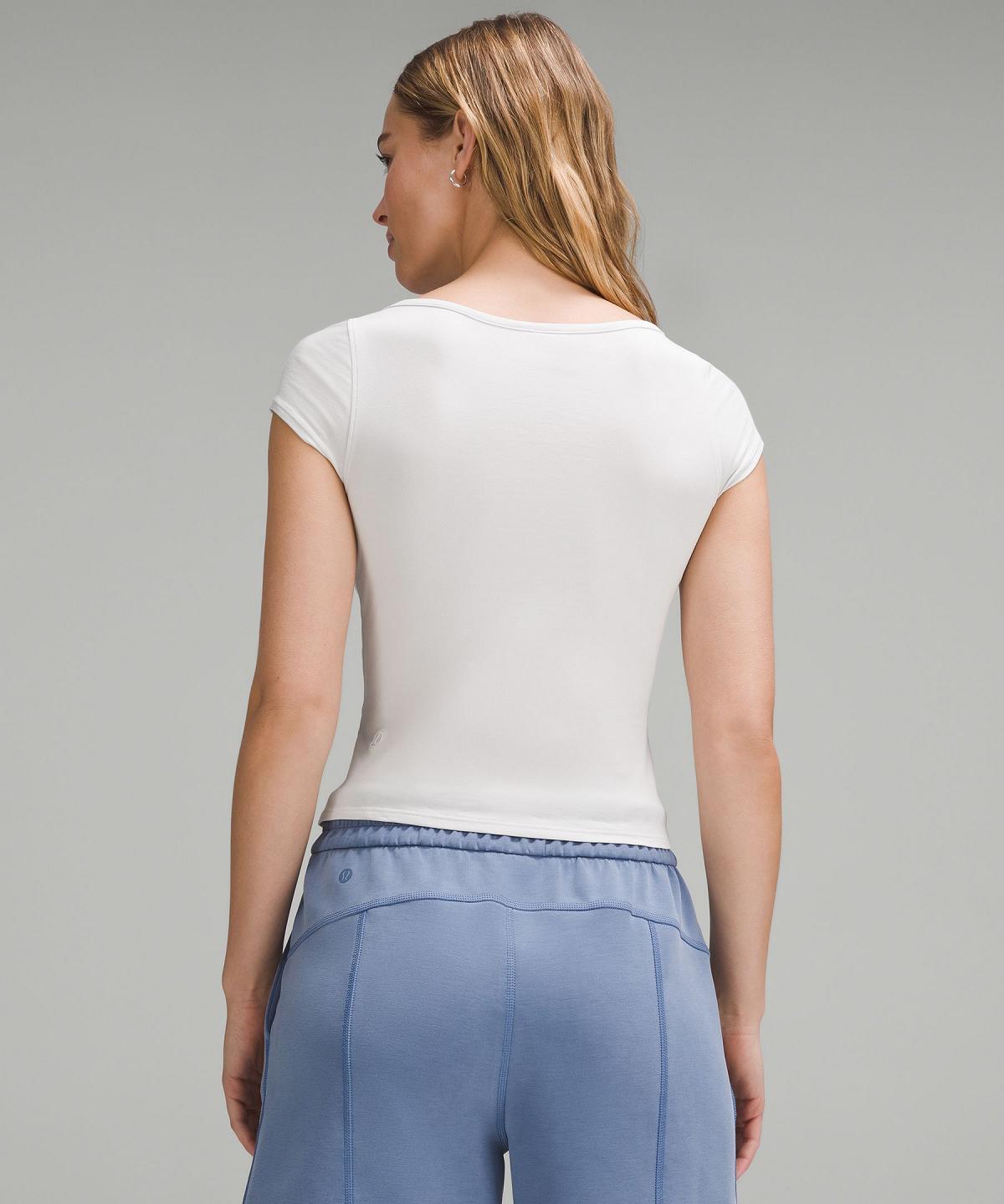 White Women Lululemon Cap-Sleeve Henley T-Shirt Shirts | AU_LuLu12505