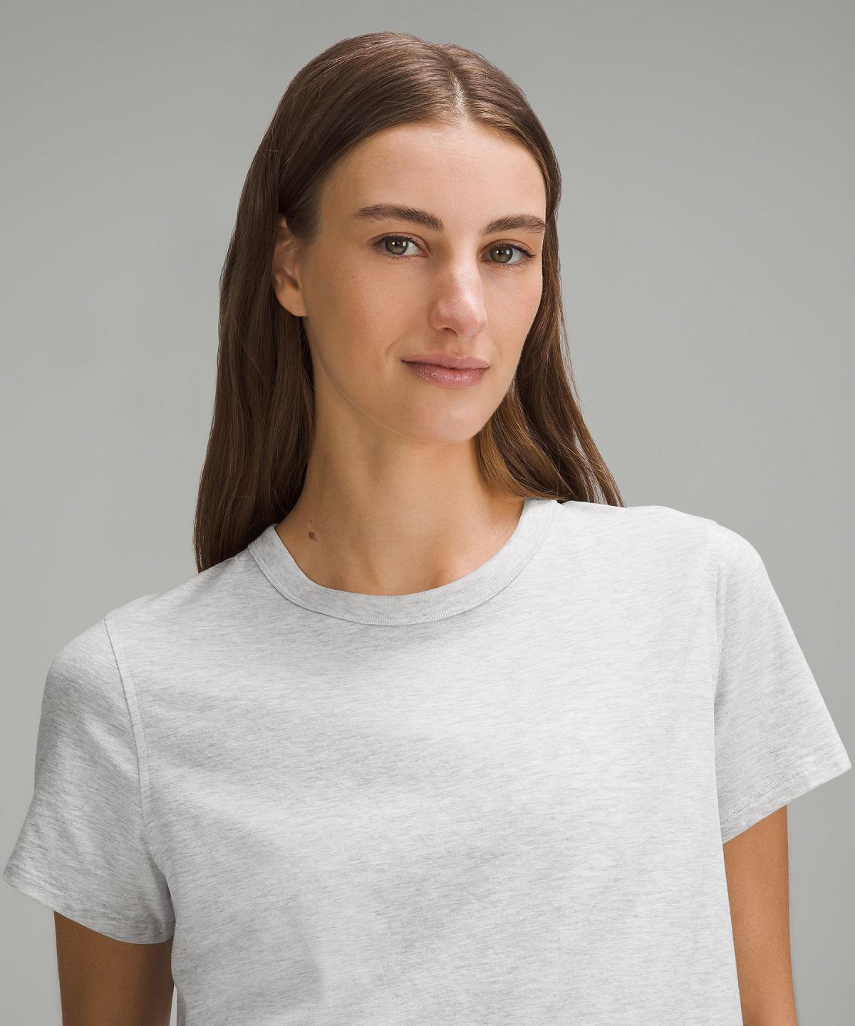 White Women Lululemon Classic-Fit Cotton-Blend T-Shirt Shirts | AU_LuLu86467