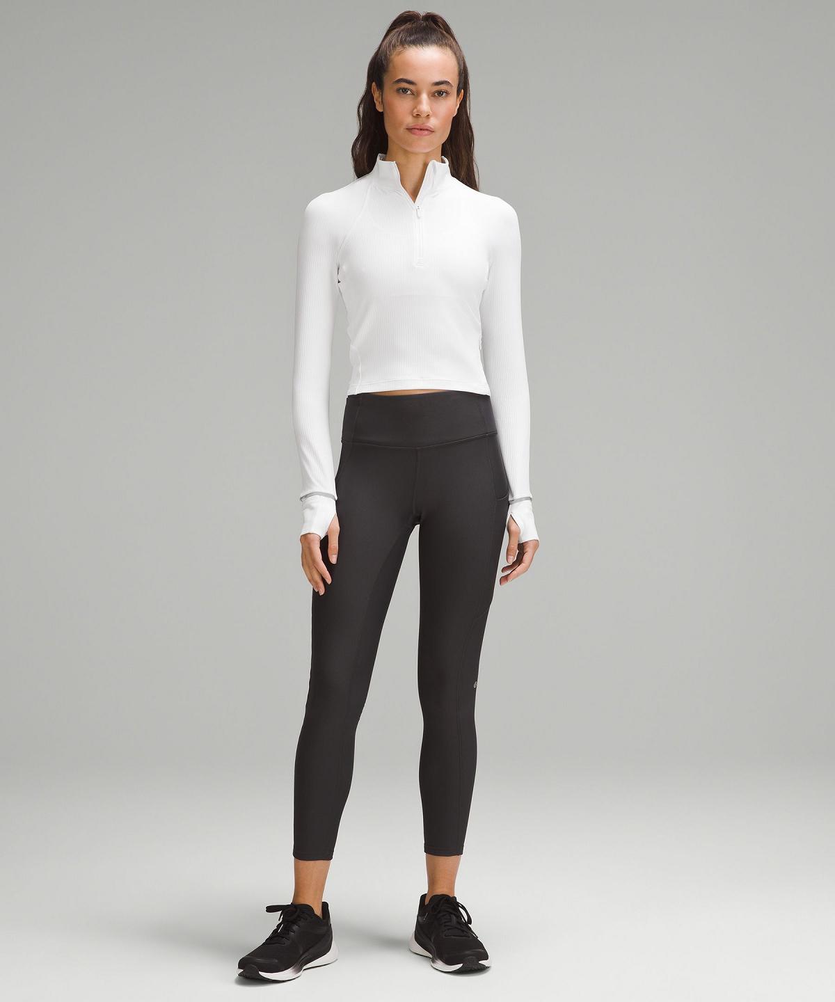 White Women Lululemon It's Rulu Ribbed Cropped Half Zip Hoodies & Sweatshirts | AU_LuLu97886