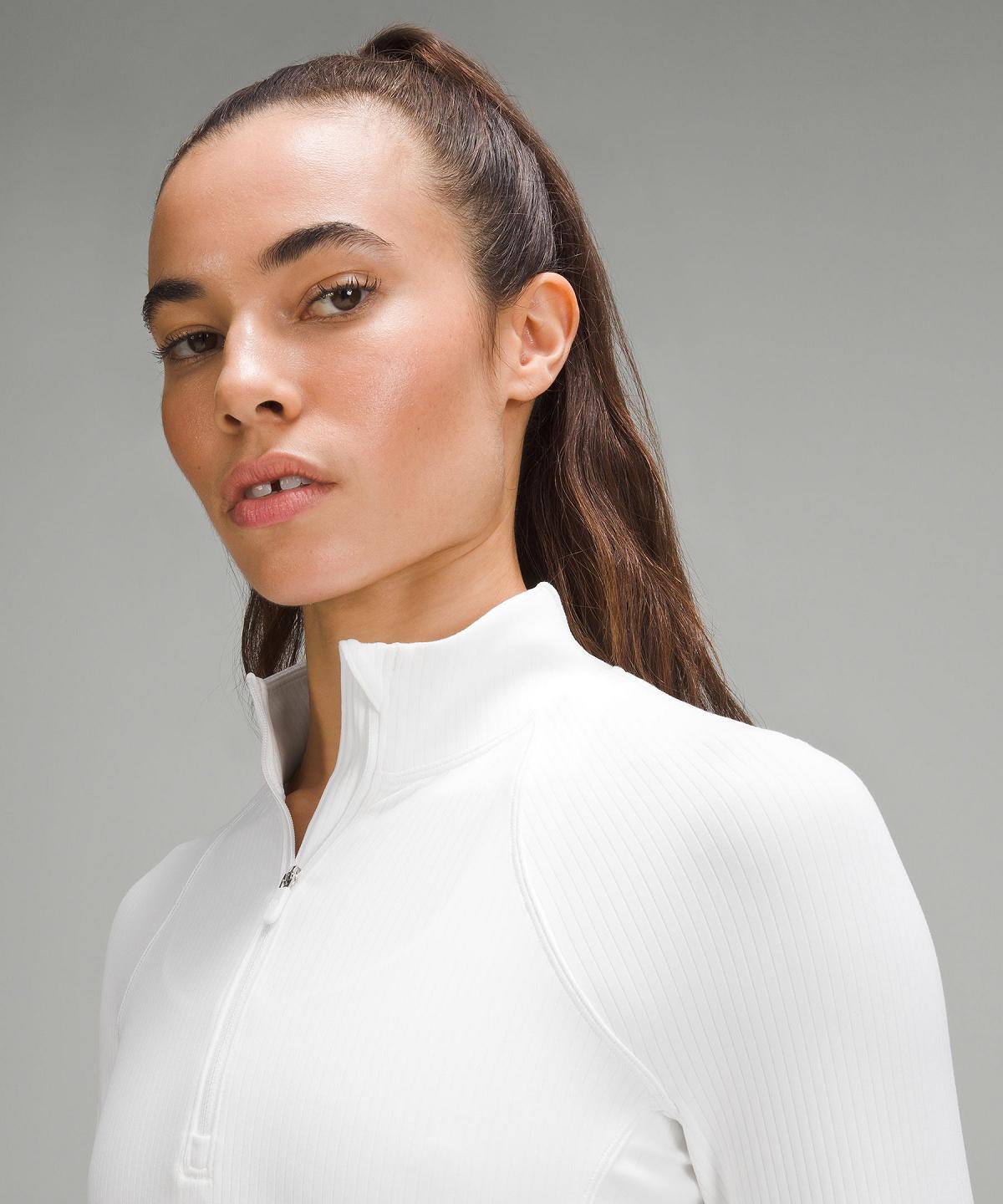 White Women Lululemon It's Rulu Ribbed Cropped Half Zip Hoodies & Sweatshirts | AU_LuLu97886